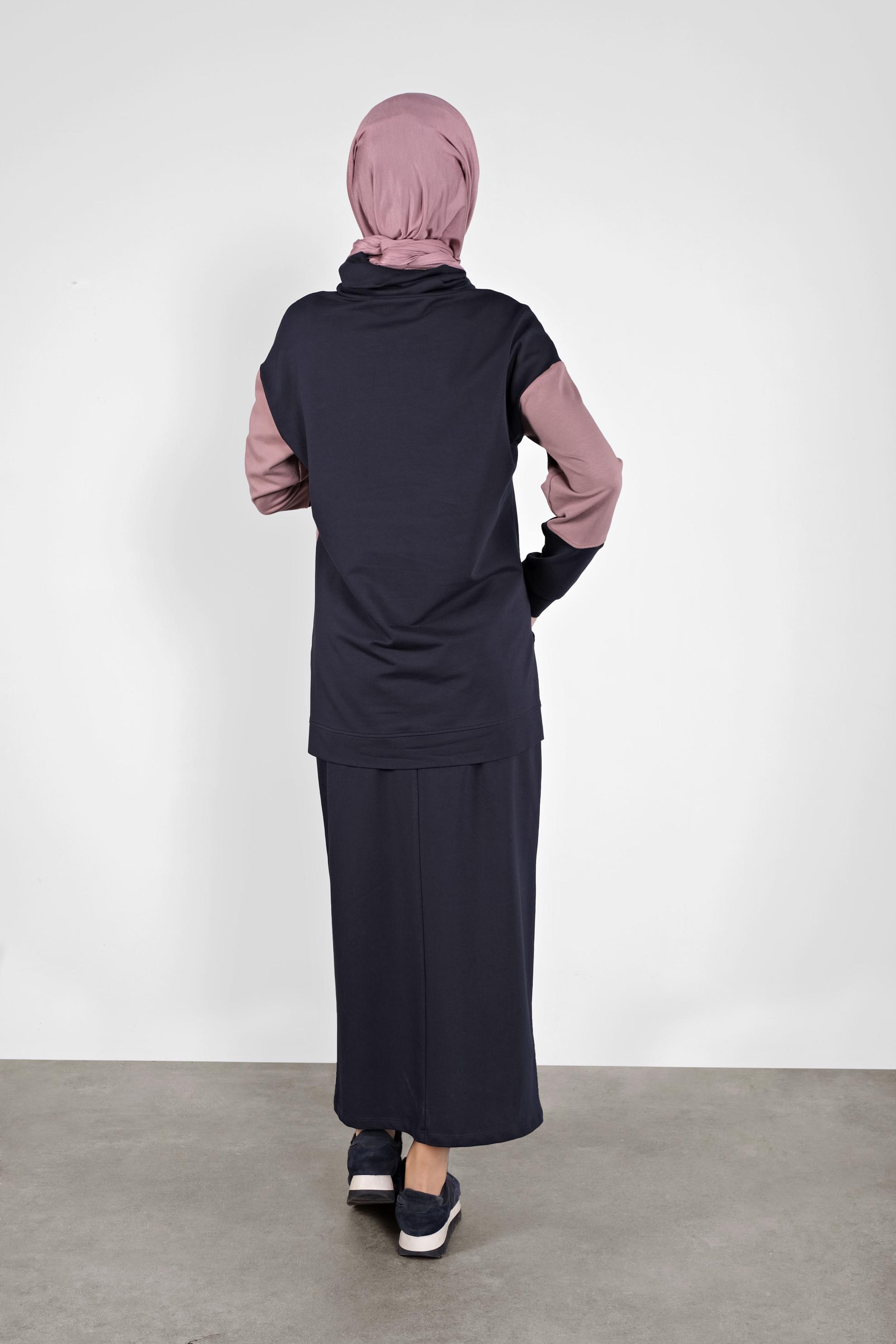 Tesettür giyim LACİVERT İKİ RENKLİ CEP DETAYLI İKİLİ EŞOFMAN TAKIM 41204