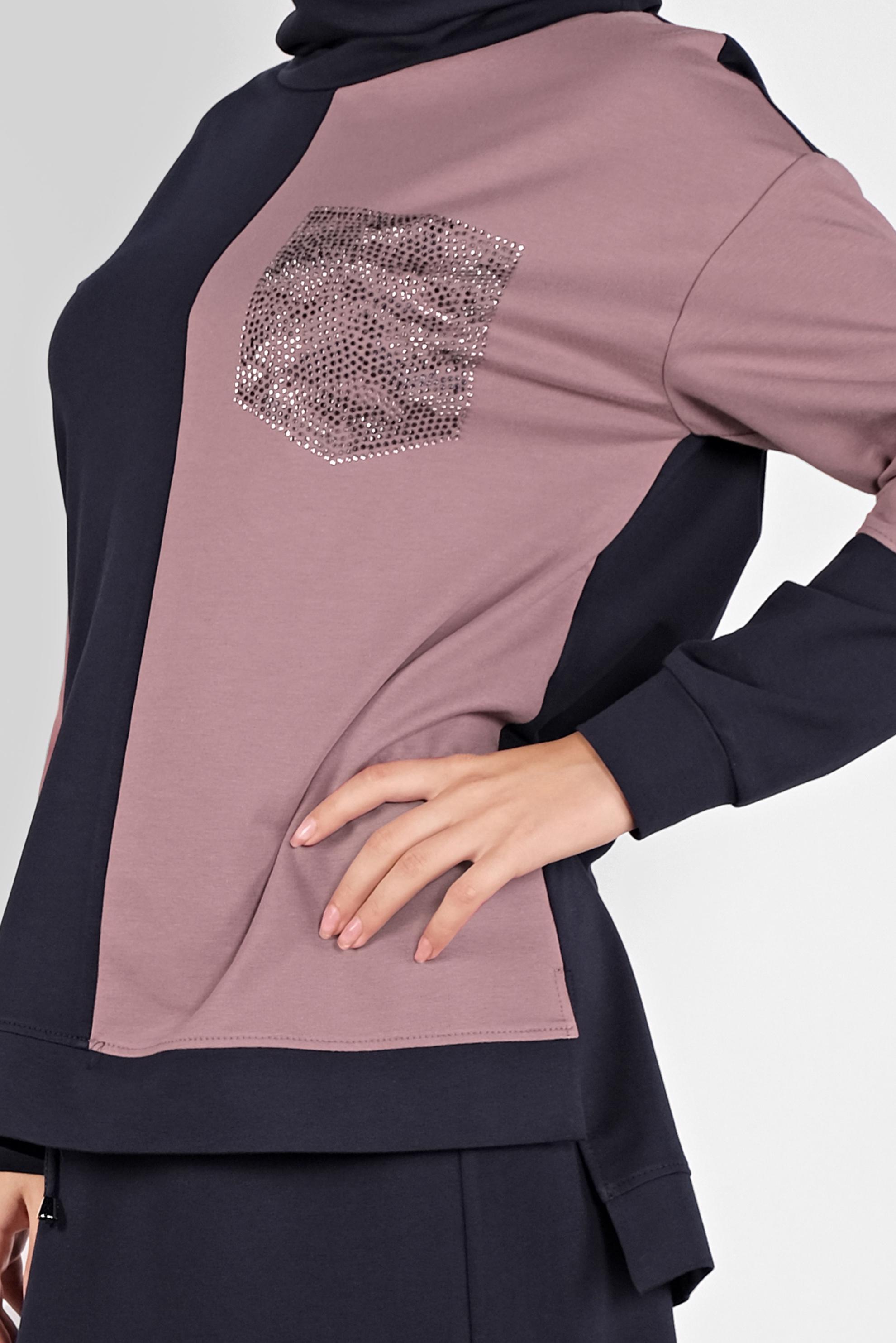 Tesettür giyim LACİVERT İKİ RENKLİ CEP DETAYLI İKİLİ EŞOFMAN TAKIM 41204