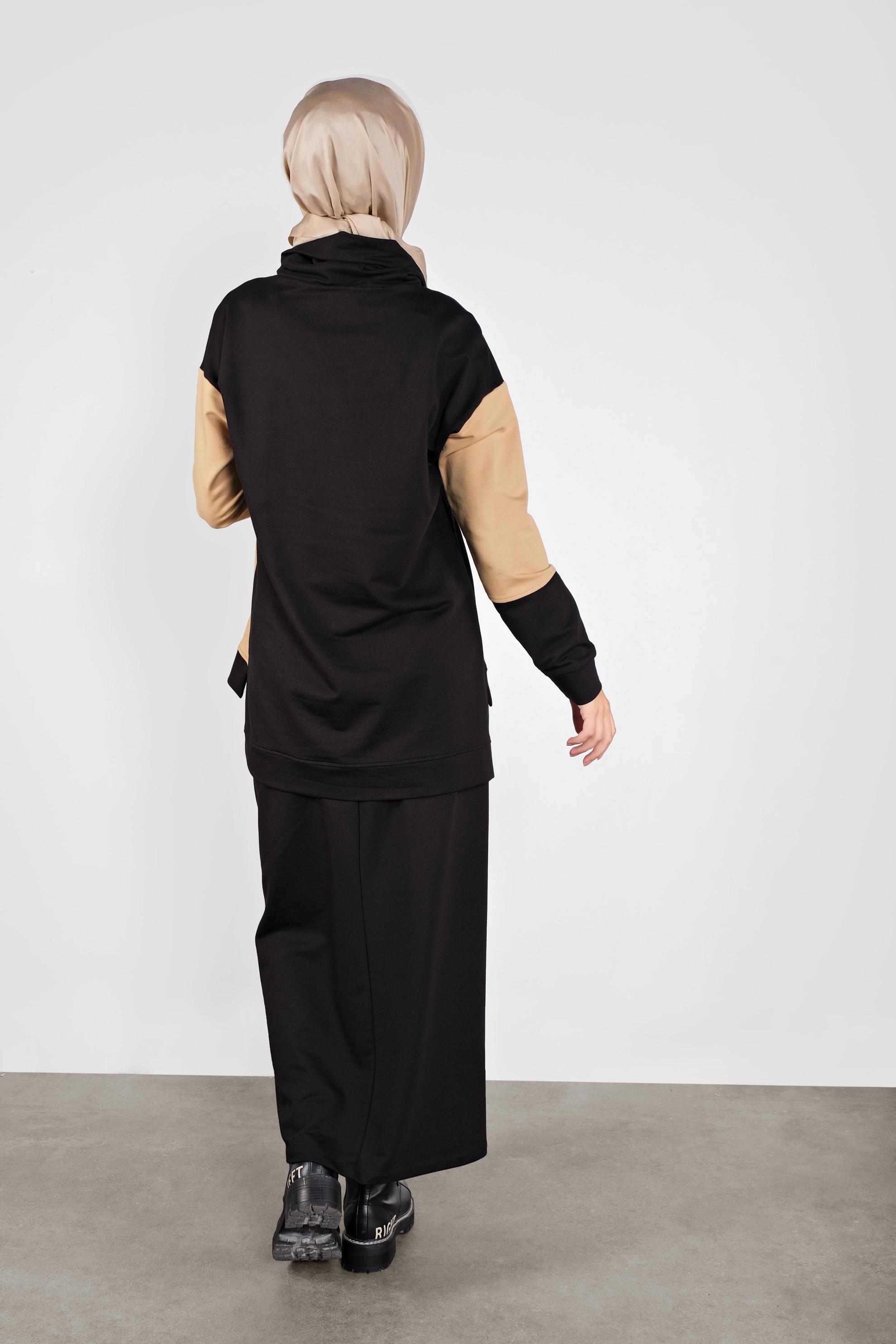 Tesettür giyim BEJ İKİ RENKLİ CEP DETAYLI İKİLİ EŞOFMAN TAKIM 41204