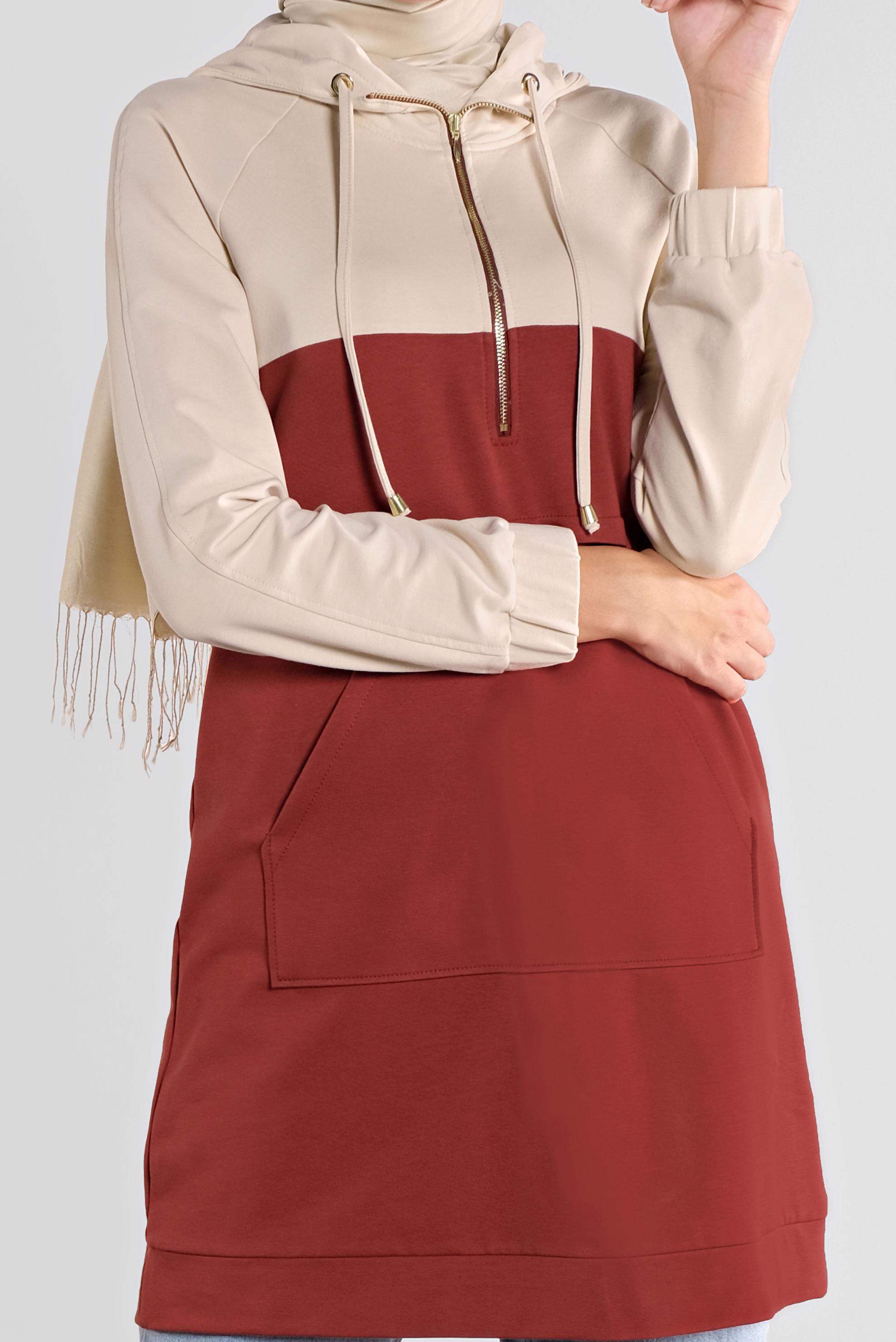 Tesettür giyim TURUNCU PAMUKLU EŞOFMAN TUNİK 41207