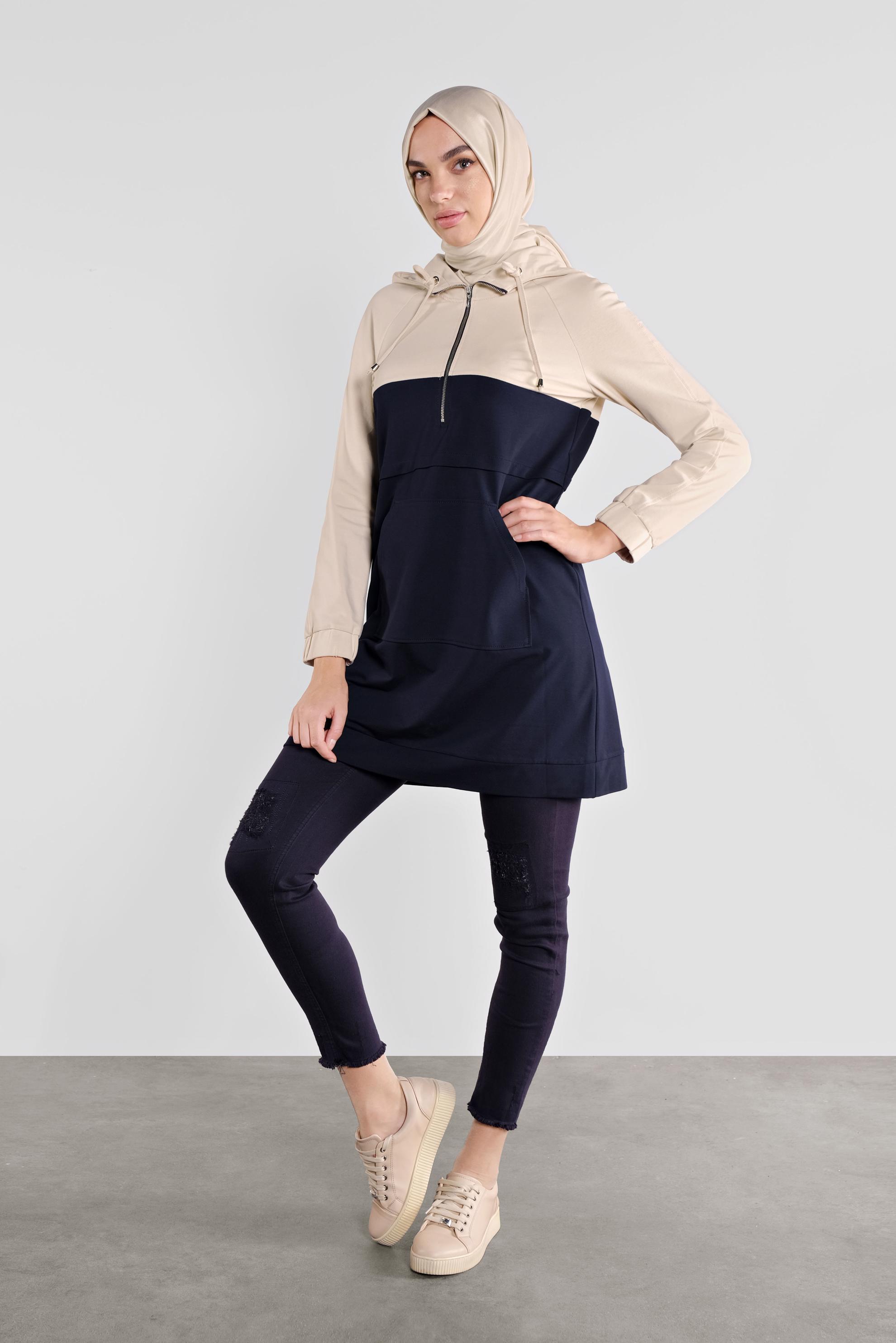 Tesettür giyim LACİVERT PAMUKLU EŞOFMAN TUNİK 41207