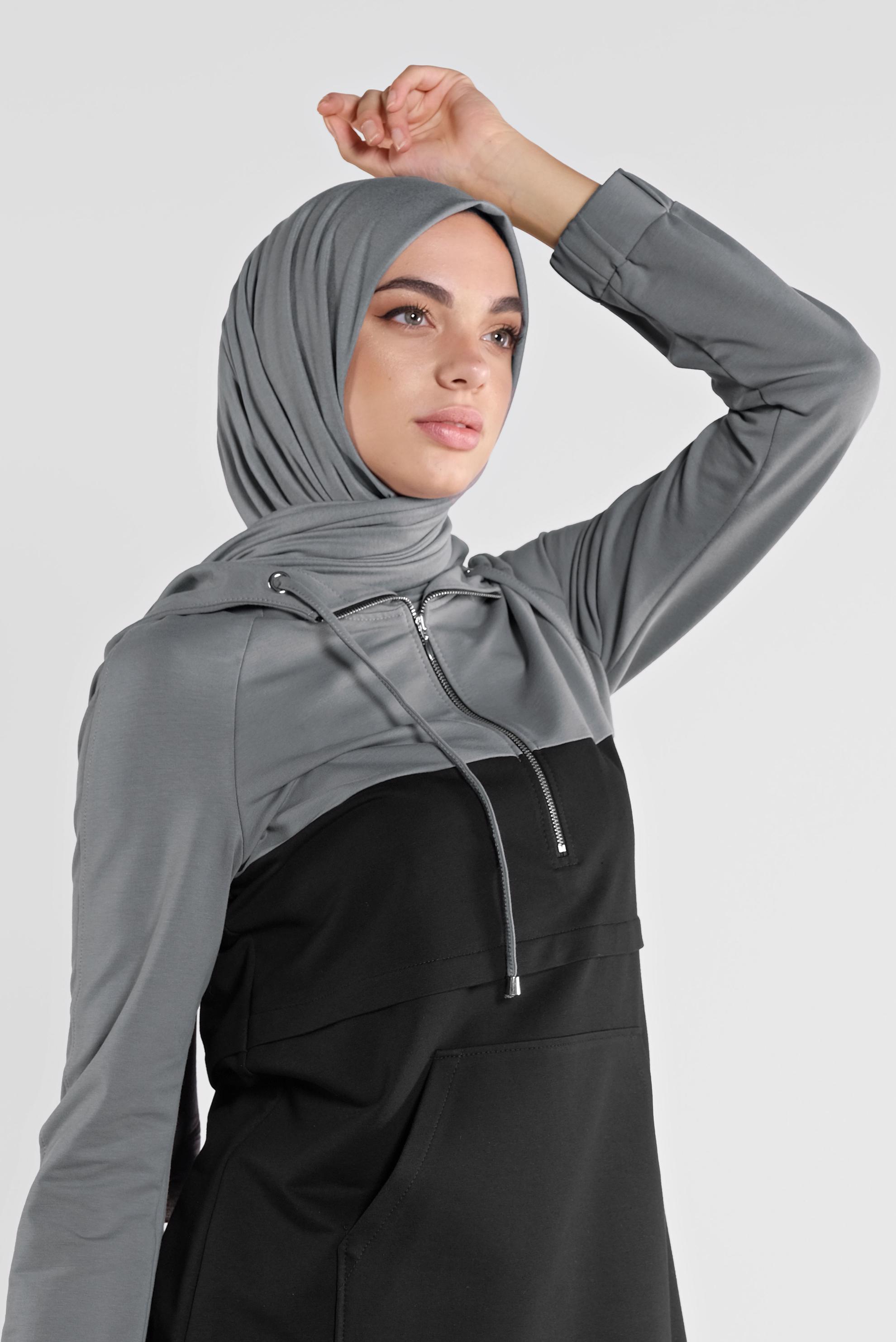 Tesettür giyim SİYAH PAMUKLU EŞOFMAN TUNİK 41207