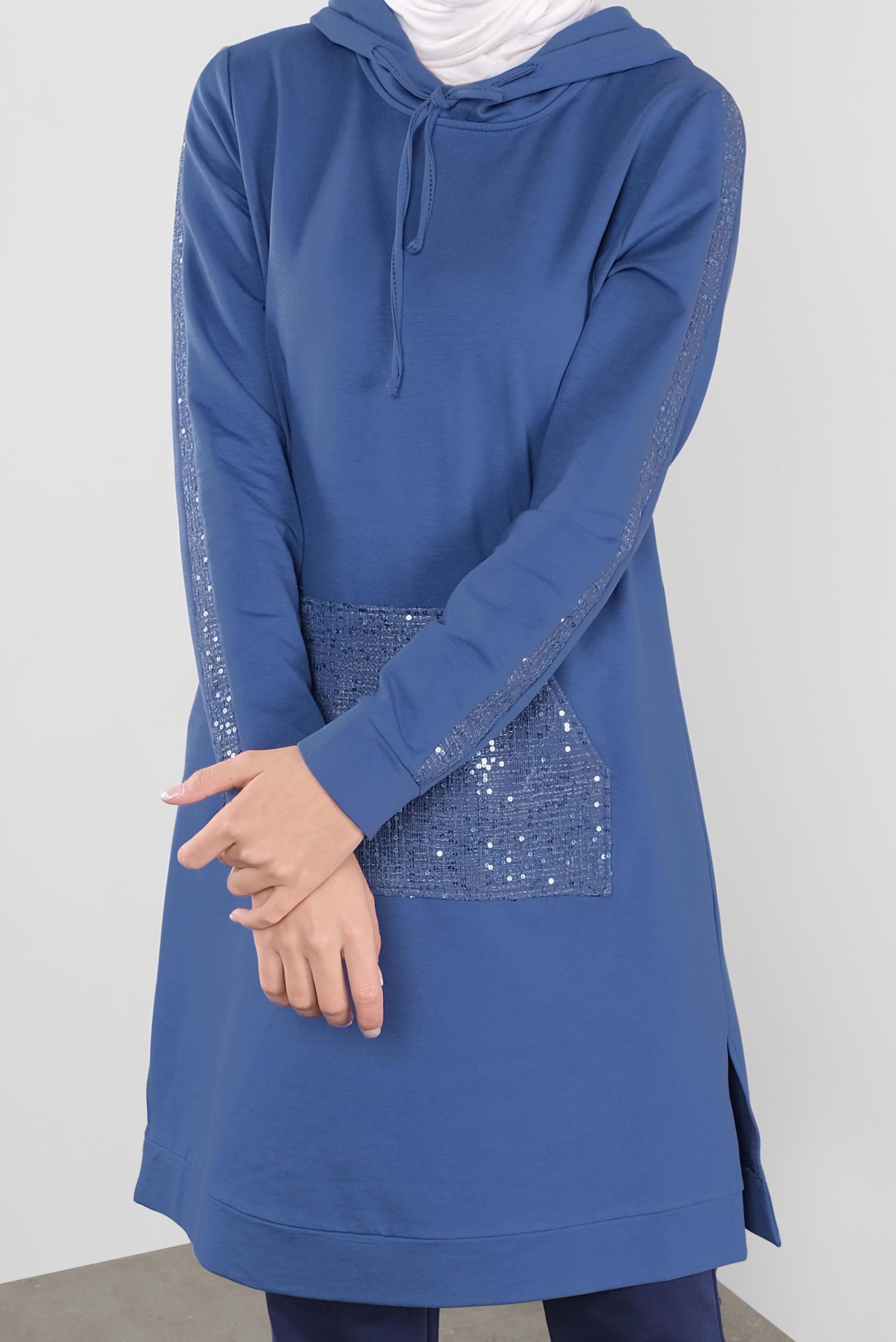 Tesettür giyim LACİVERT CEBİ PULLU EŞOFMAN TUNİK 41252