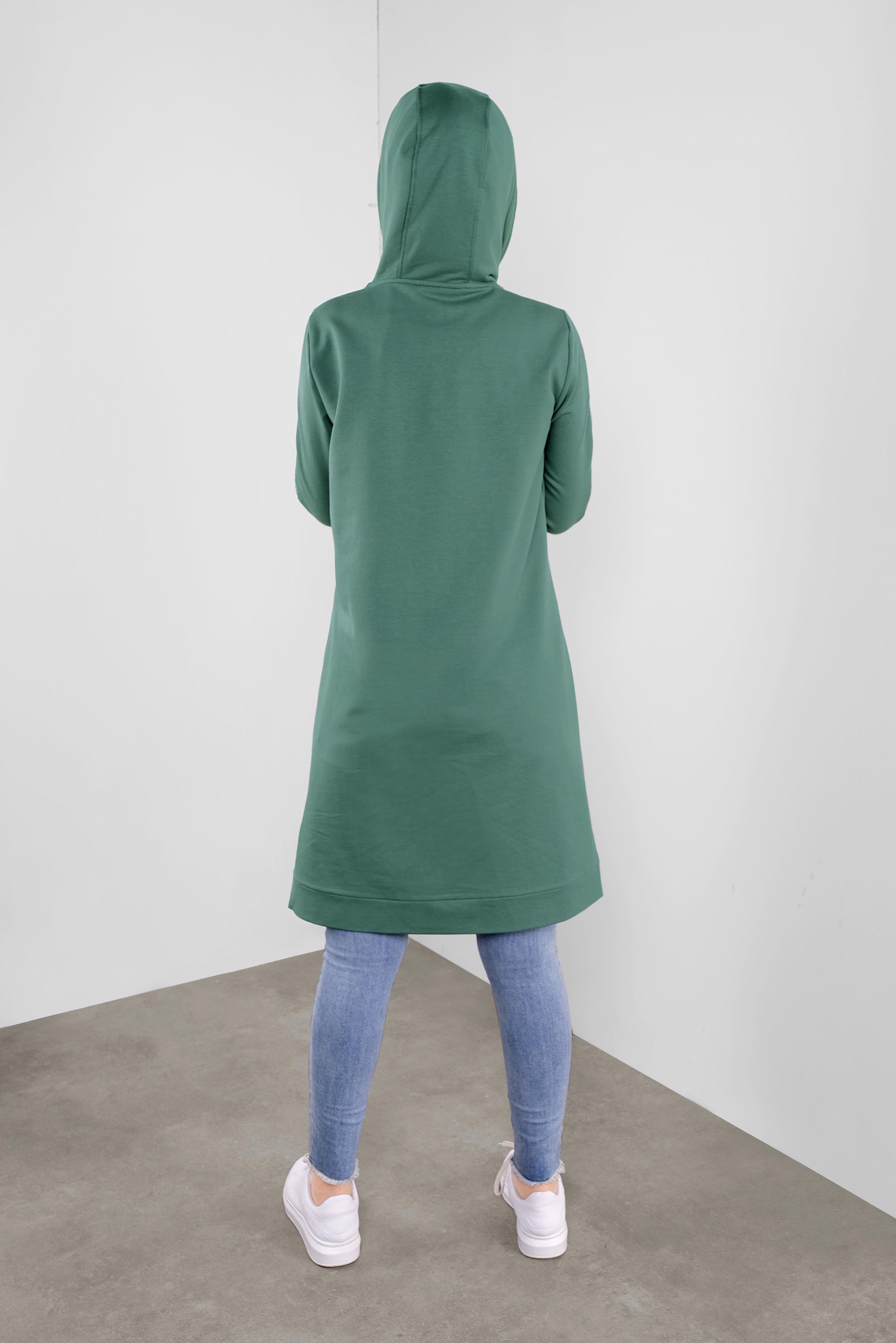 Tesettür giyim YEŞİL CEBİ PULLU EŞOFMAN TUNİK 41252