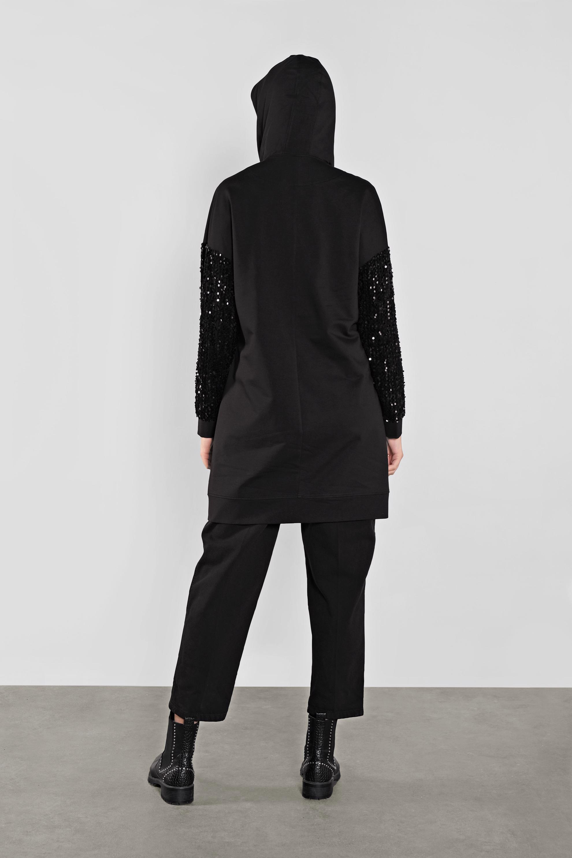 Tesettür giyim SİYAH PUL PAYETLİ EŞOFMAN TUNİK 41269 