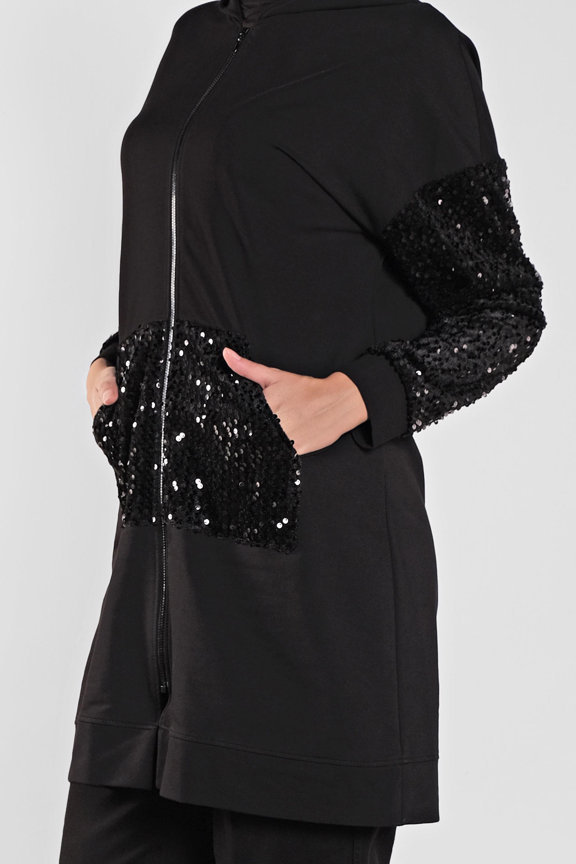 Tesettür giyim SİYAH PUL PAYETLİ EŞOFMAN TUNİK 41269 