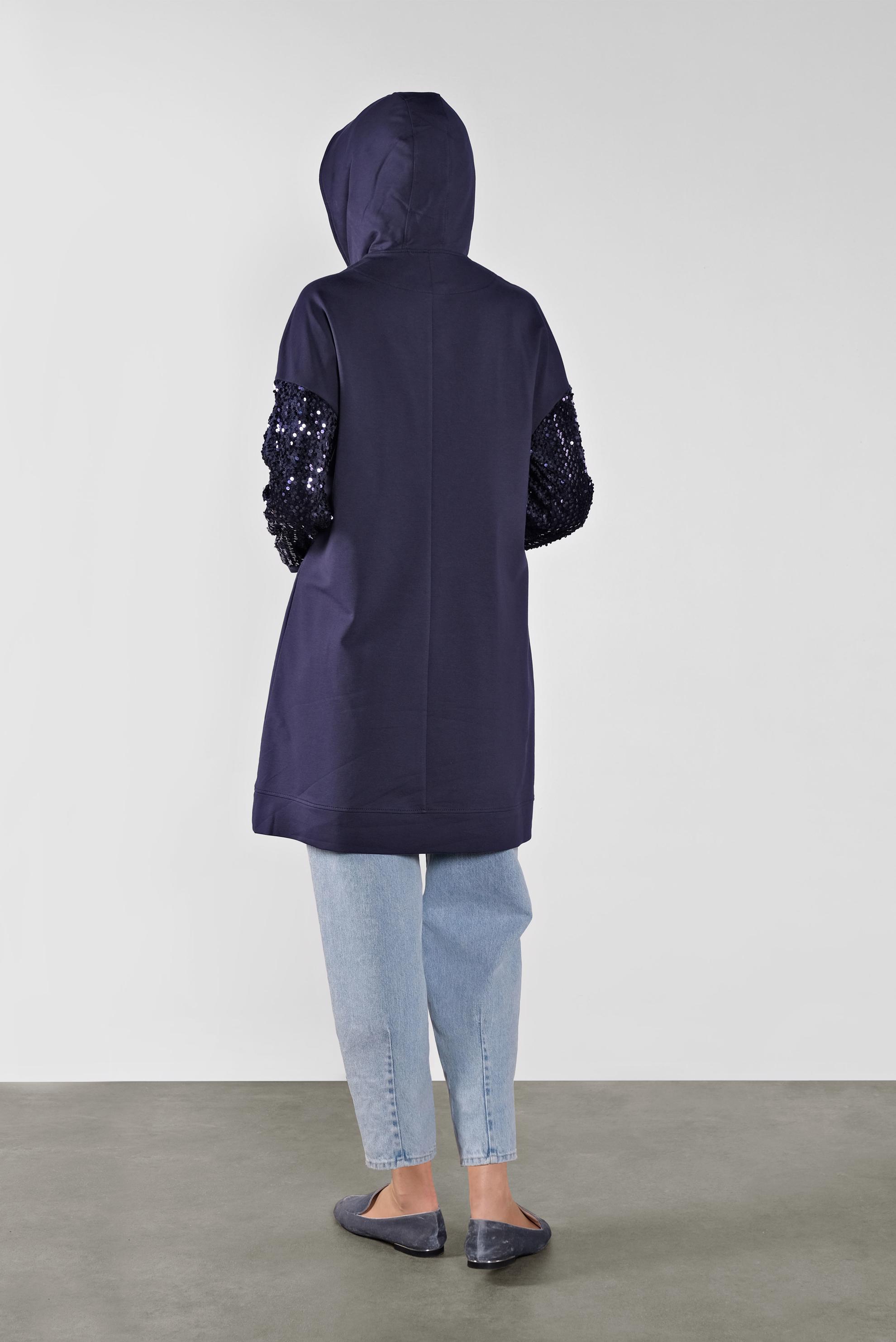 Tesettür giyim LACİVERT PUL PAYETLİ EŞOFMAN TUNİK 41269 