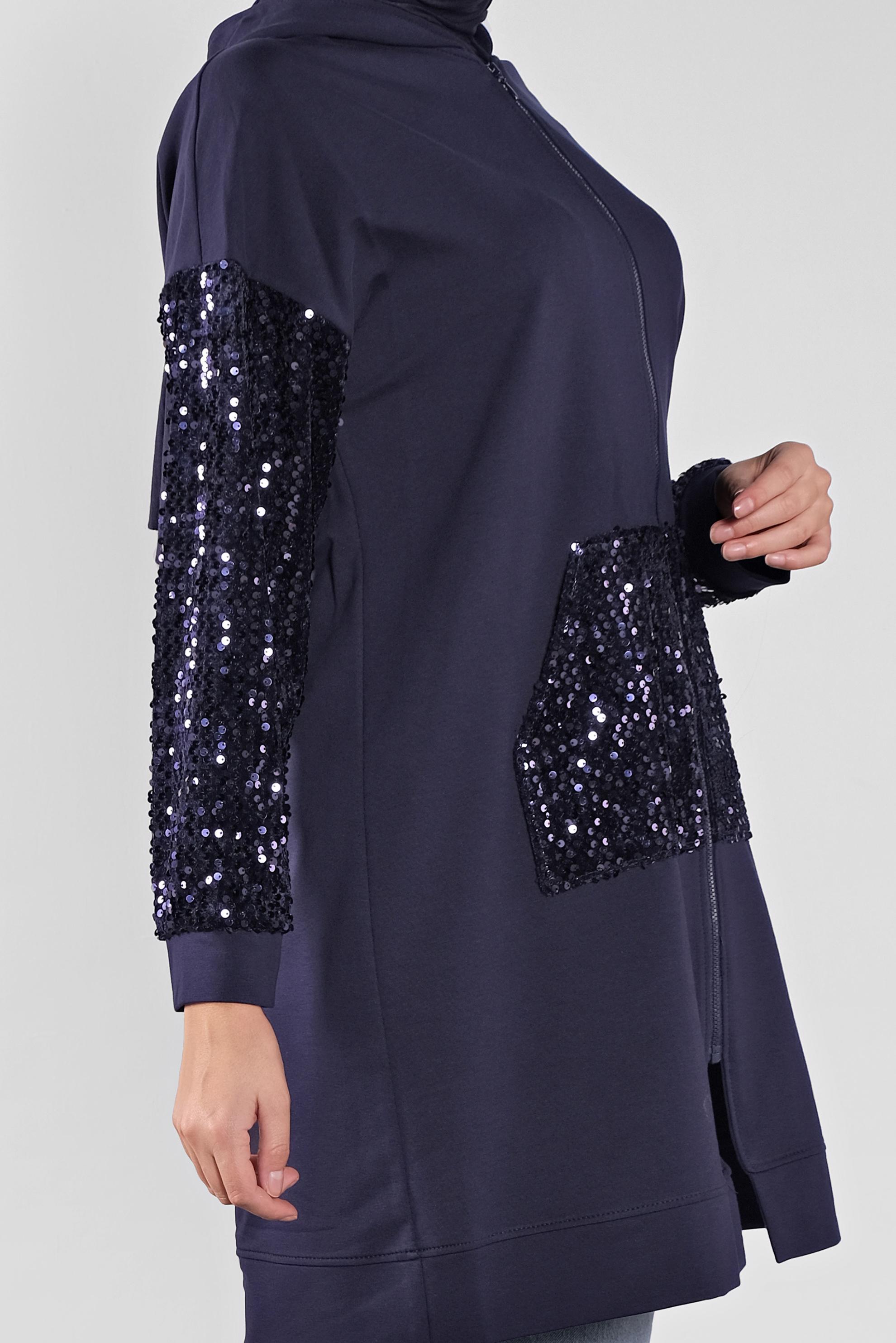 Tesettür giyim LACİVERT PUL PAYETLİ EŞOFMAN TUNİK 41269 