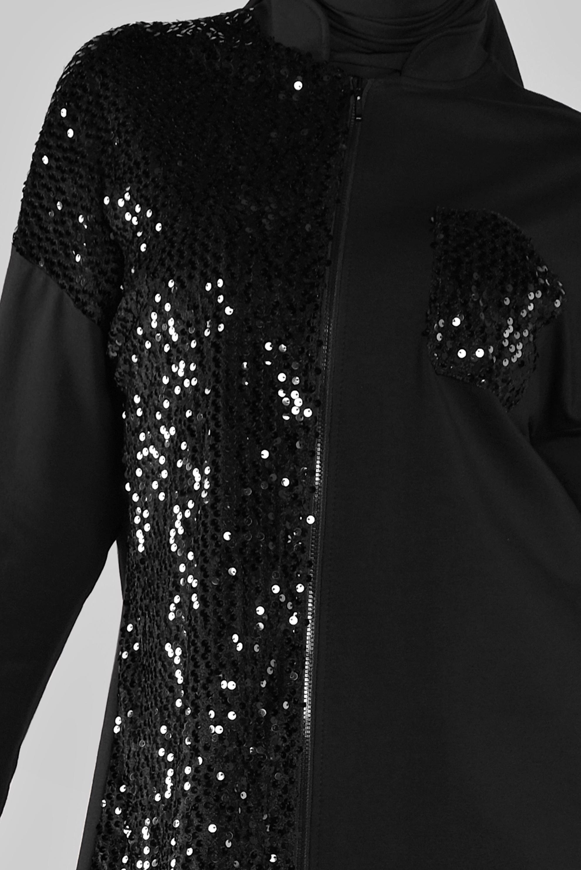 Tesettür giyim SİYAH PAMUKLU PUL PAYETLİ EŞOFMAN TUNİK 41276 