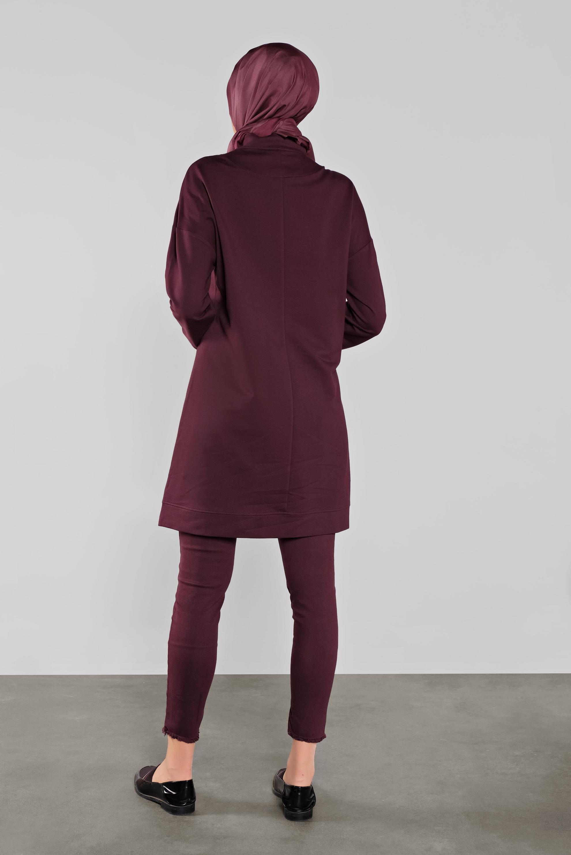 Tesettür giyim MÜRDÜM PAMUKLU PUL PAYETLİ EŞOFMAN TUNİK 41276 