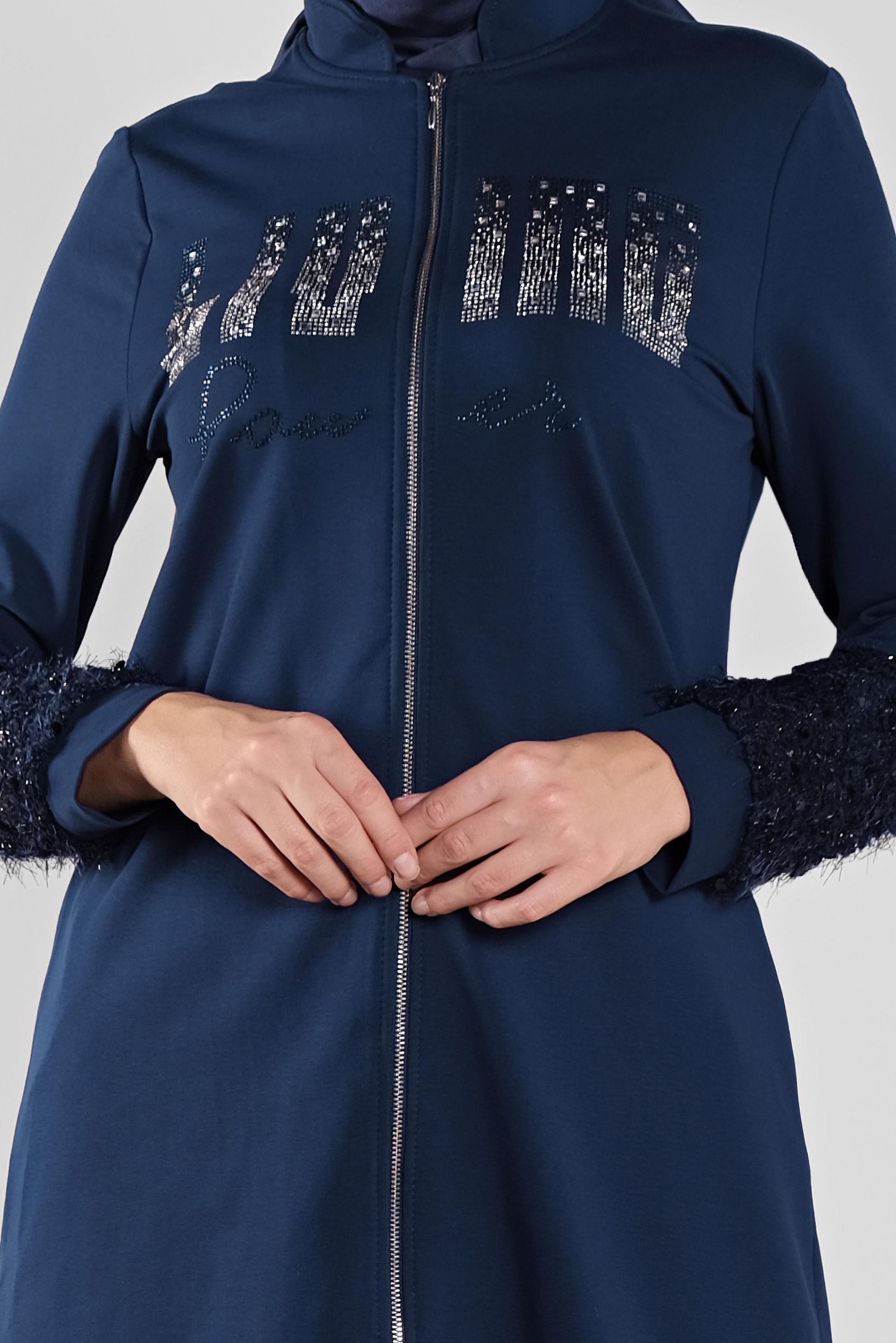 Tesettür giyim LACİVERT TAŞ BASKILI EŞOFMAN TUNİK 41277 