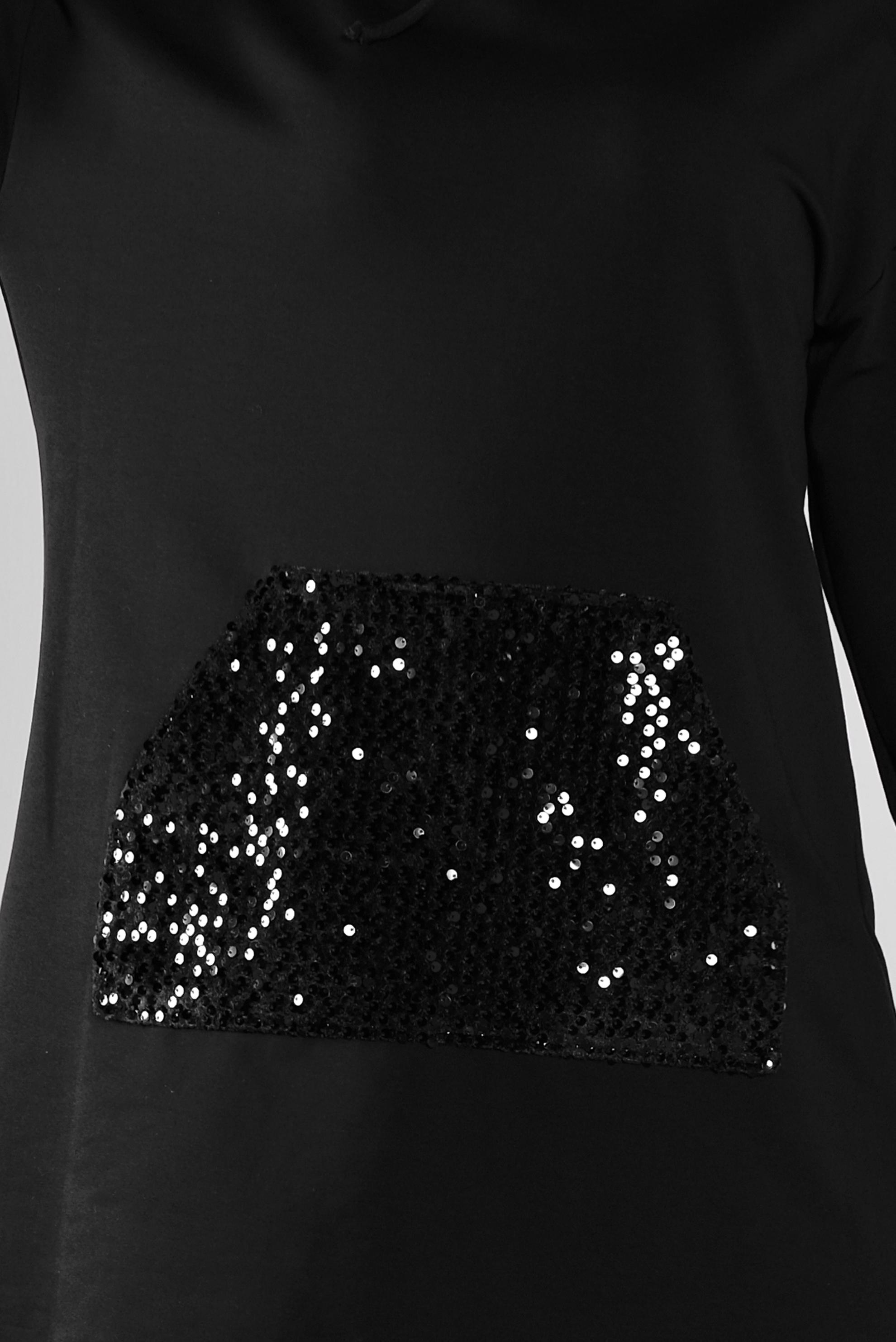 Tesettür giyim SİYAH BOĞAZLI  PULLU EŞOFMAN TUNİK 41278 