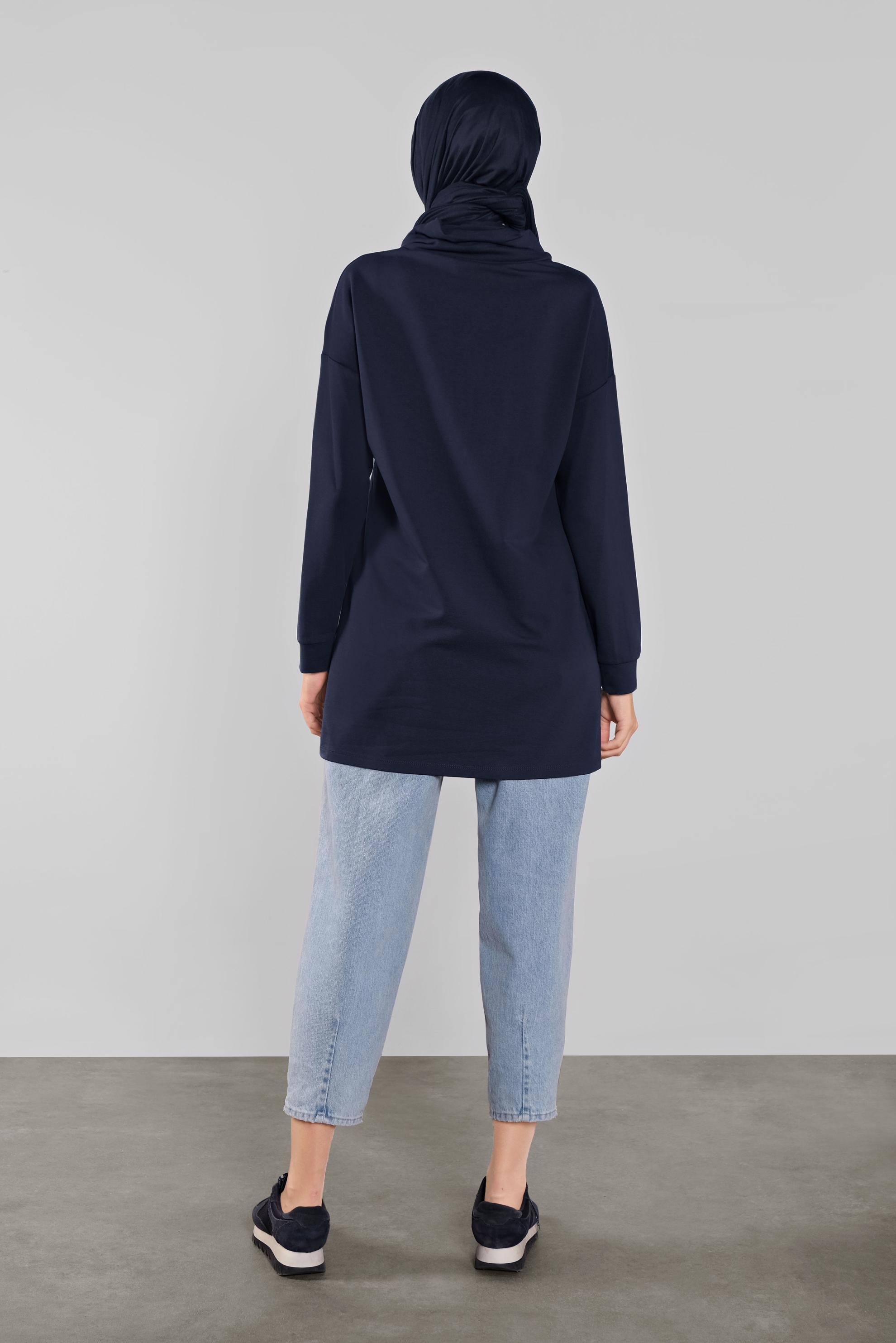 Tesettür giyim LACİVERT BOĞAZLI  PULLU EŞOFMAN TUNİK 41278 