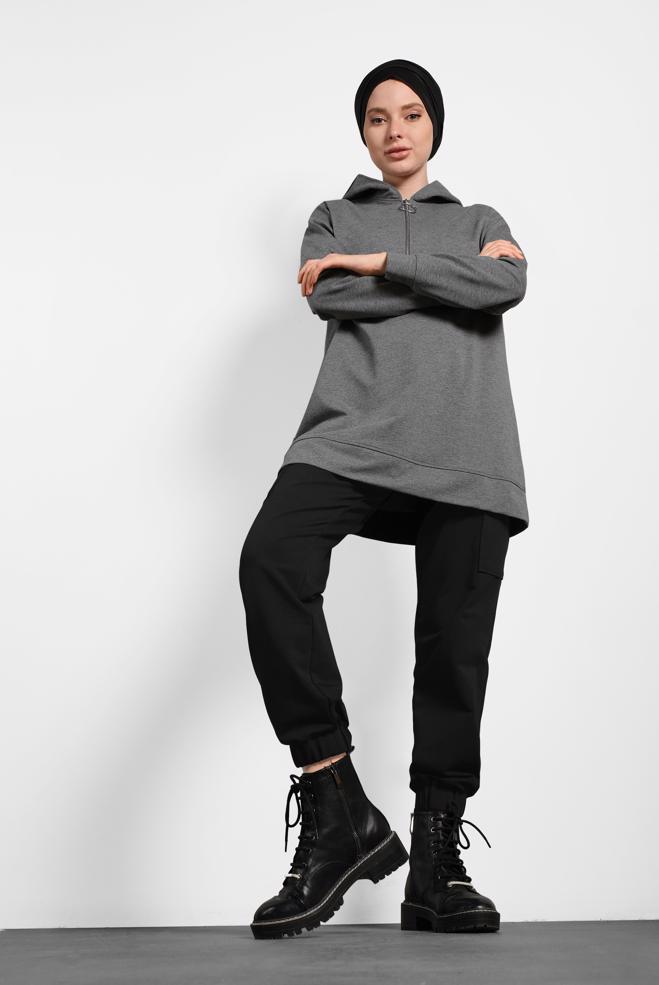 Vêtements hijab NOIR PANTALON DE JOGGING EN COTON 70024  - ALVİNA