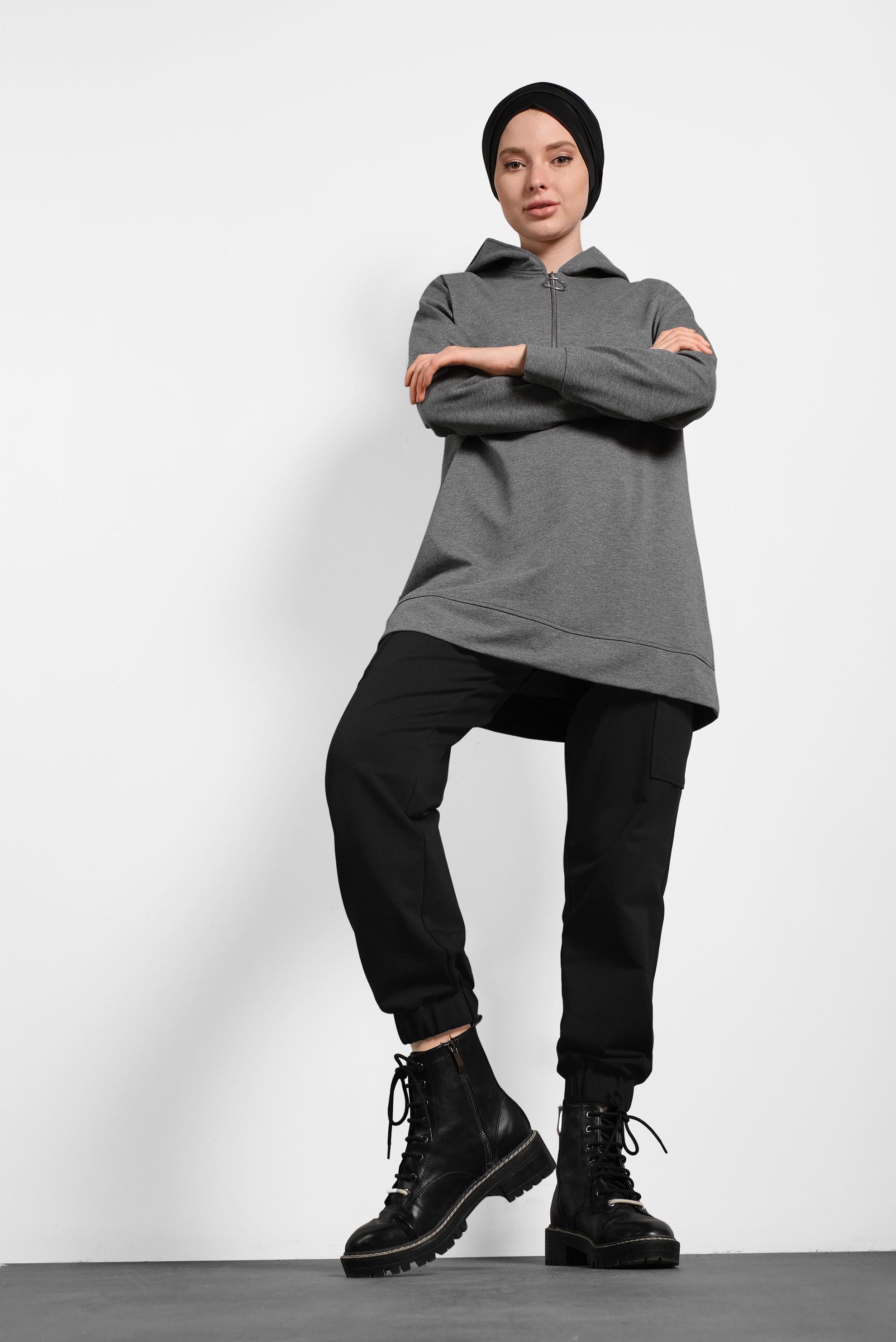 Hijab clothing BLACK COTTON DRAWSTRING JOGGERS 70024 