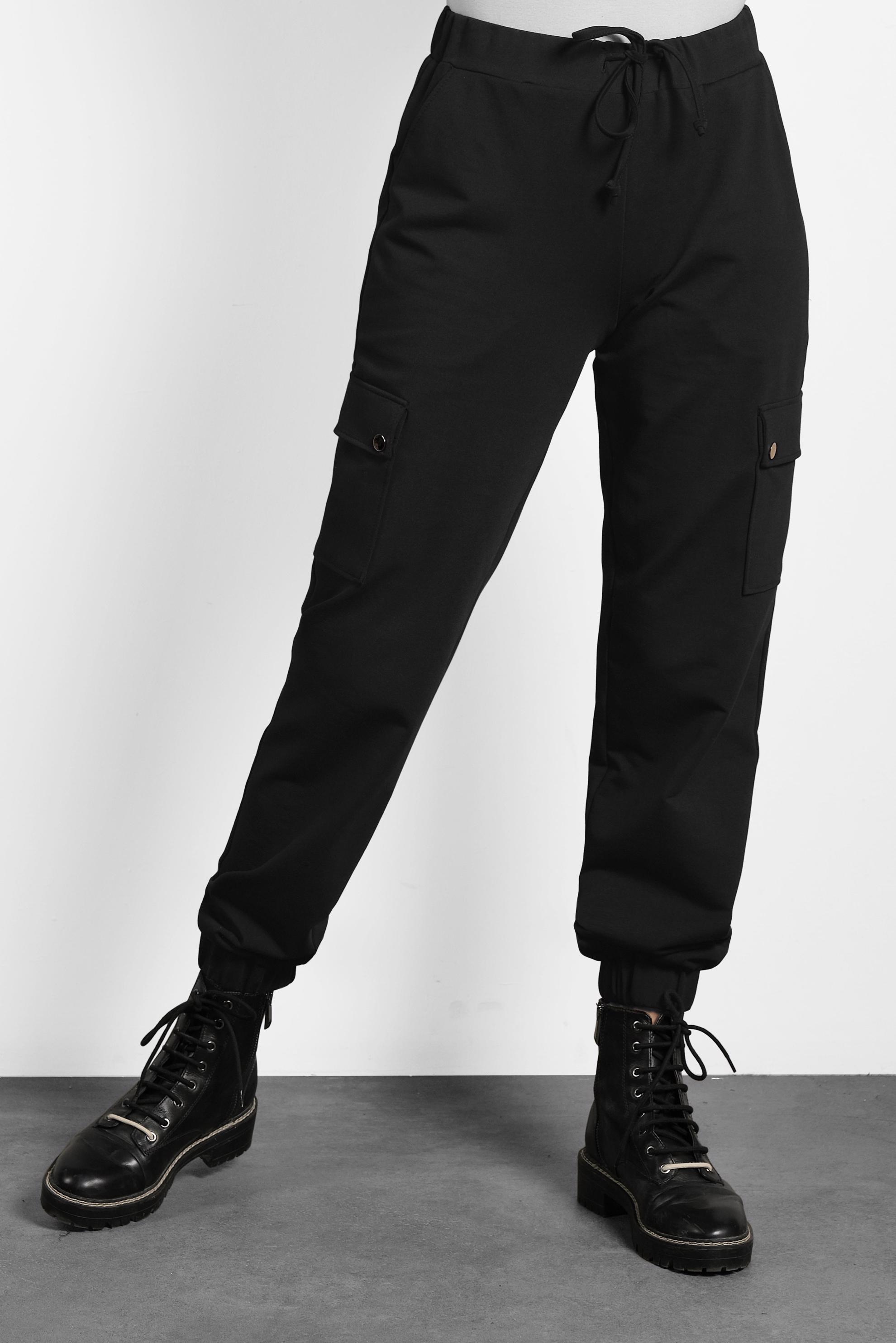 Hijab clothing BLACK COTTON DRAWSTRING JOGGERS 70024 