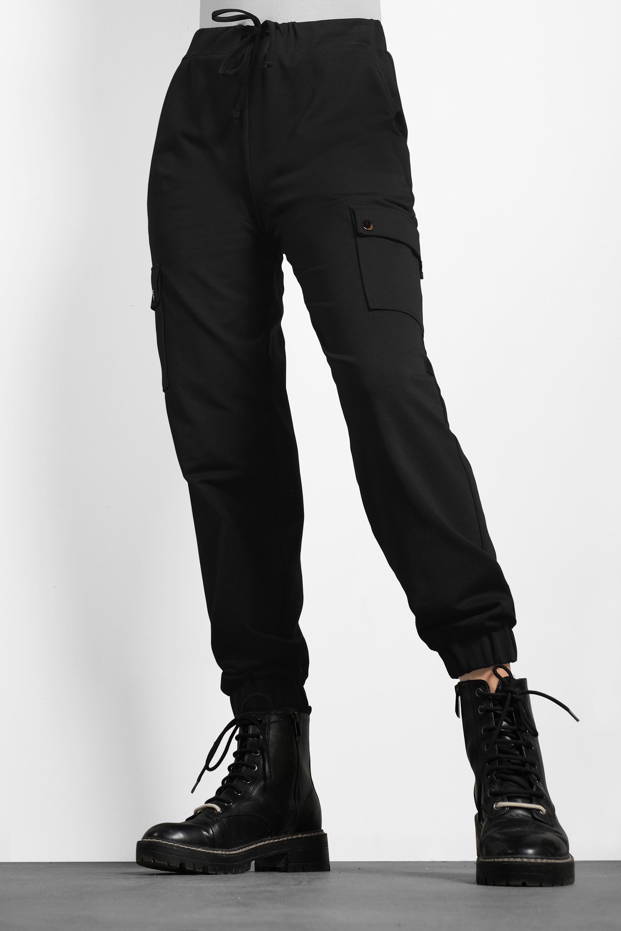 Hijab clothing BLACK COTTON DRAWSTRING JOGGERS 70024 