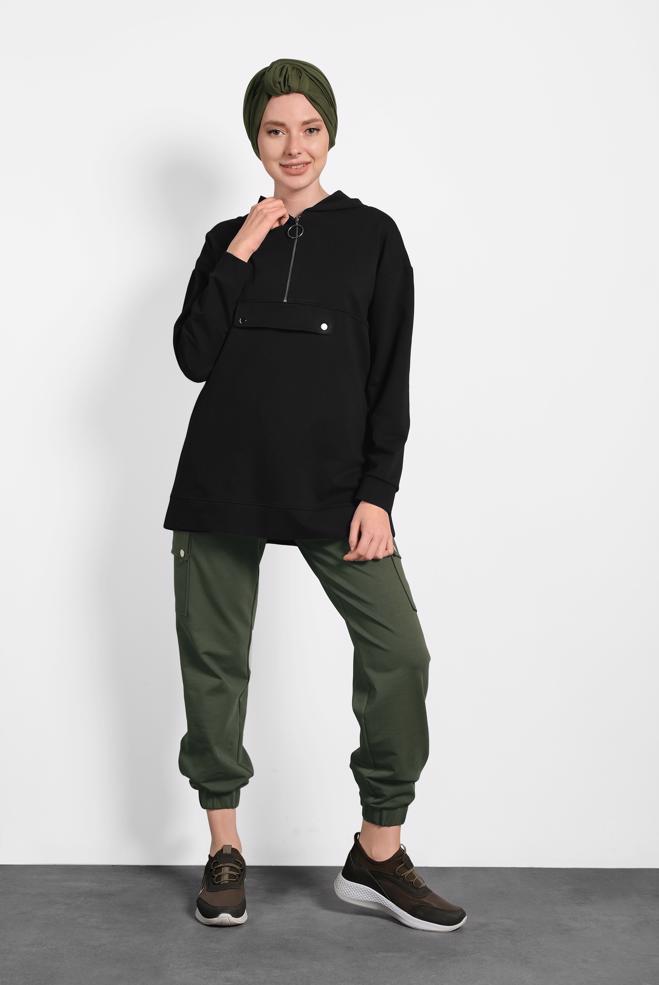 Vêtements hijab KAKI PANTALON DE JOGGING EN COTON 70024  - ALVİNA