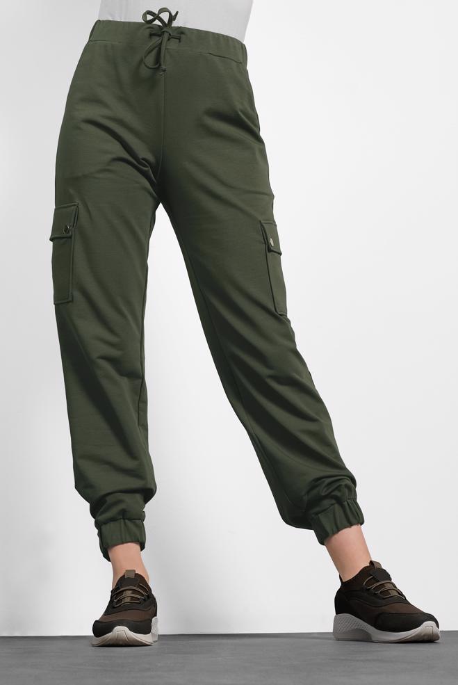 Vêtements hijab KAKI PANTALON DE JOGGING EN COTON 70024  - ALVİNA