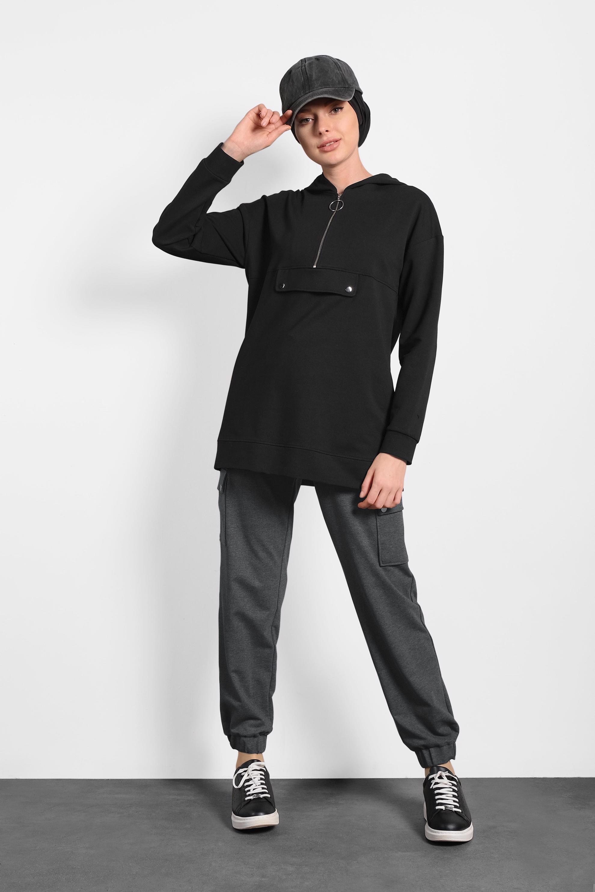 Hijab clothing GREY COTTON DRAWSTRING JOGGERS 70024 