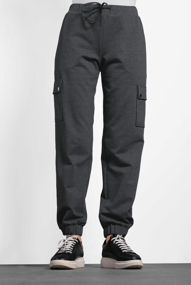Vêtements hijab GRIS PANTALON DE JOGGING EN COTON 70024  - ALVİNA