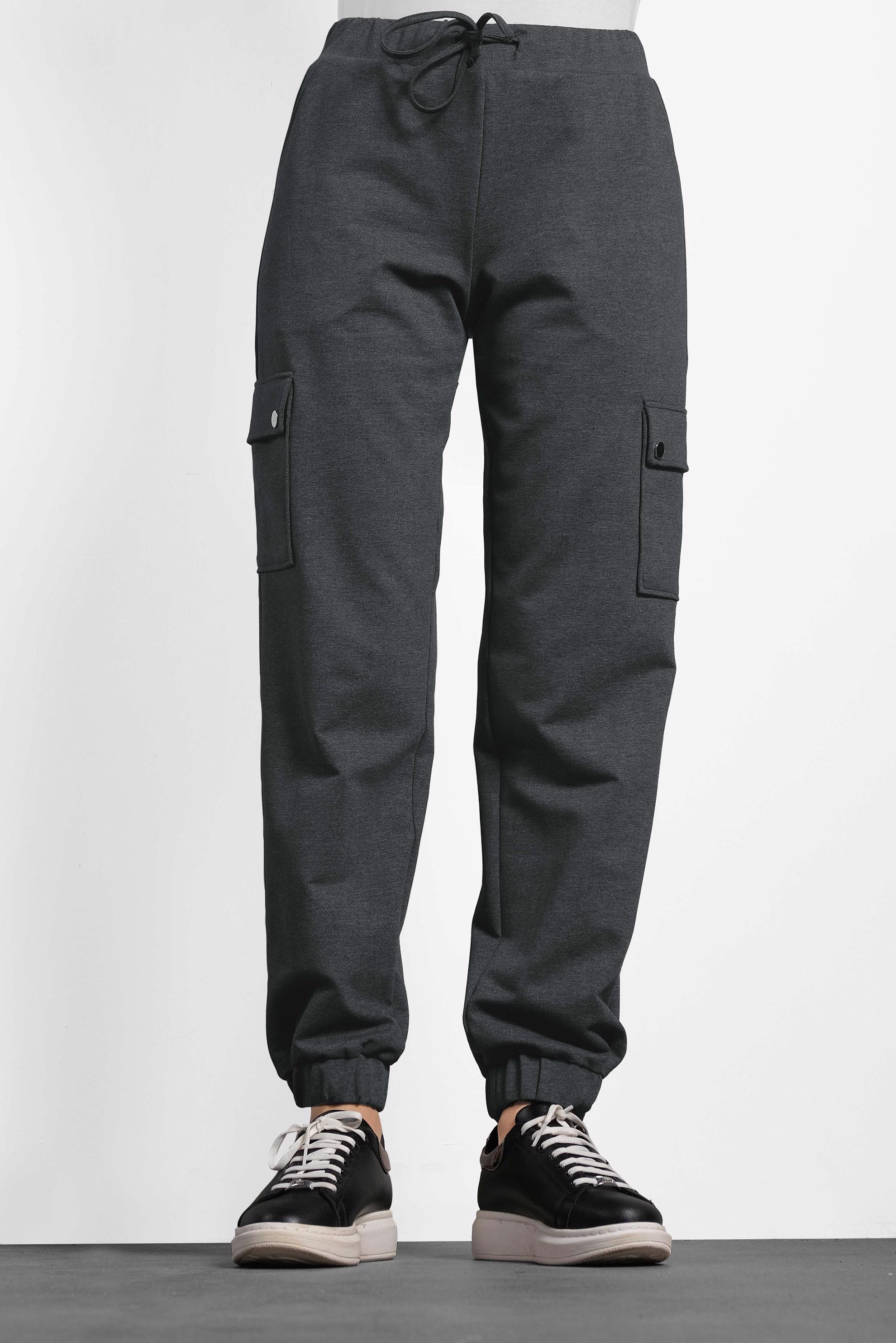 Hijab clothing GREY COTTON DRAWSTRING JOGGERS 70024 