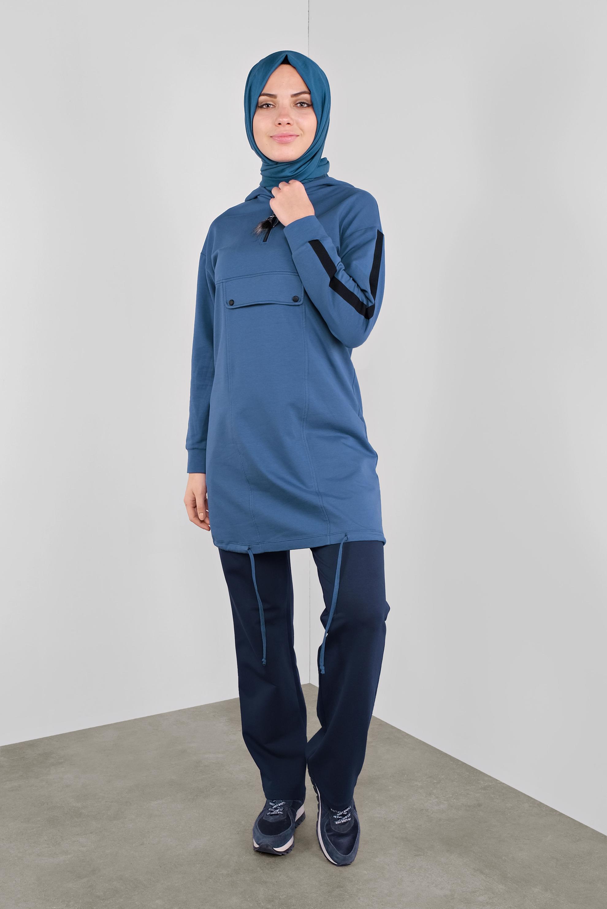 Hijab clothing NAVY BLUE ELASTIC-WAIST TRACKSUIT BOTTOM 70141