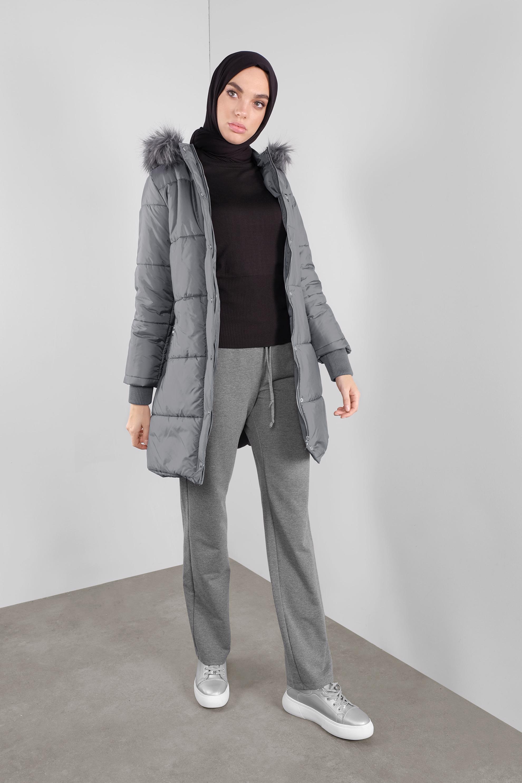 Tesettür giyim GRİ BELDEN BAĞLAMALI EŞOFMAN ALTI 70144