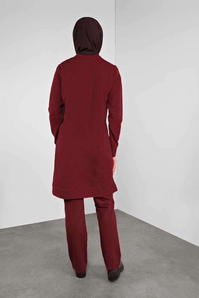 Vêtements hijab ROUGE BORDEAUX PANTALON DE JOGGING EN COTON À TAILLE-NOUÉE 70145  - ALVİNA