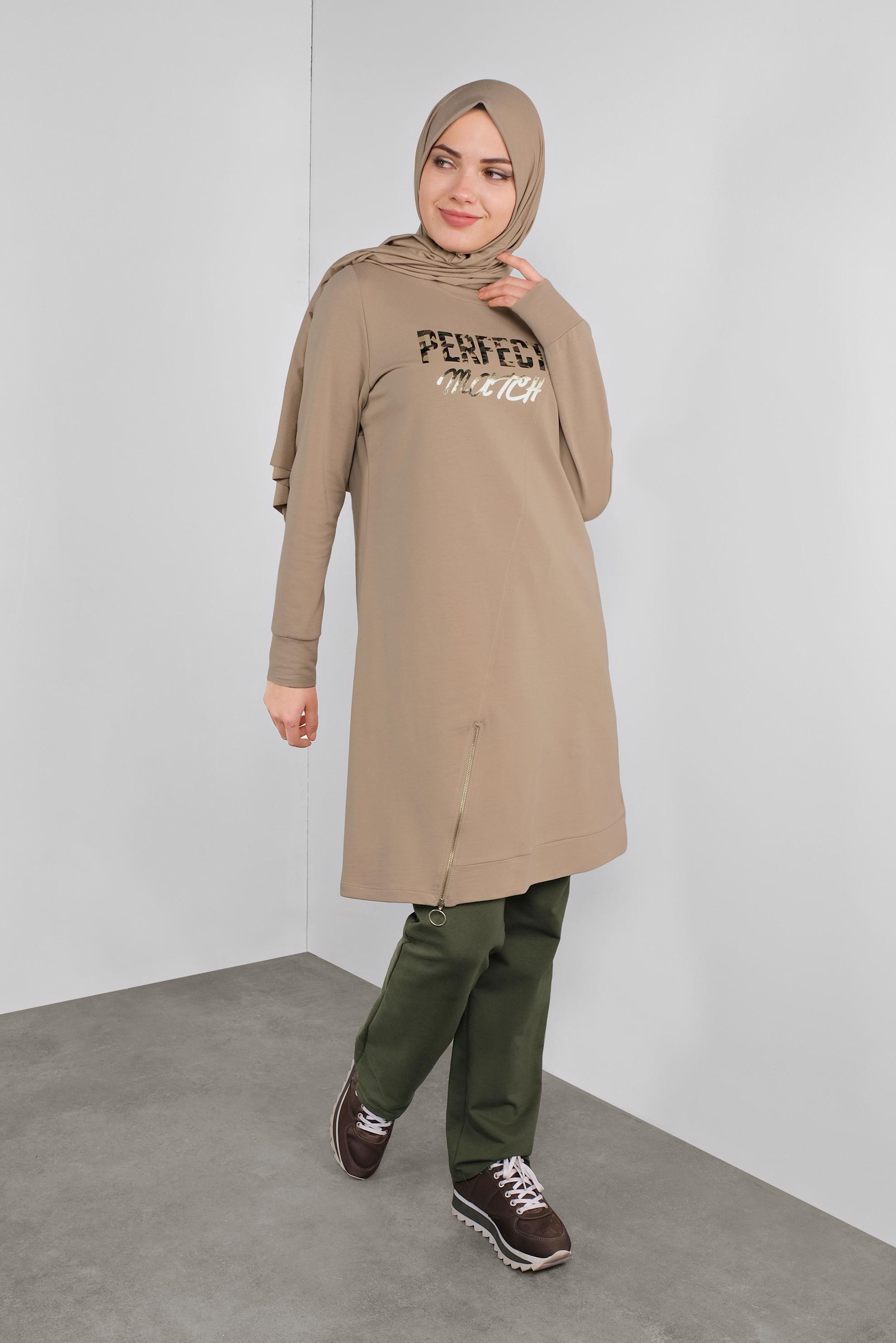 Hijab clothing KHAKI TIE-WAIST COTTON JOGGERS 70145 