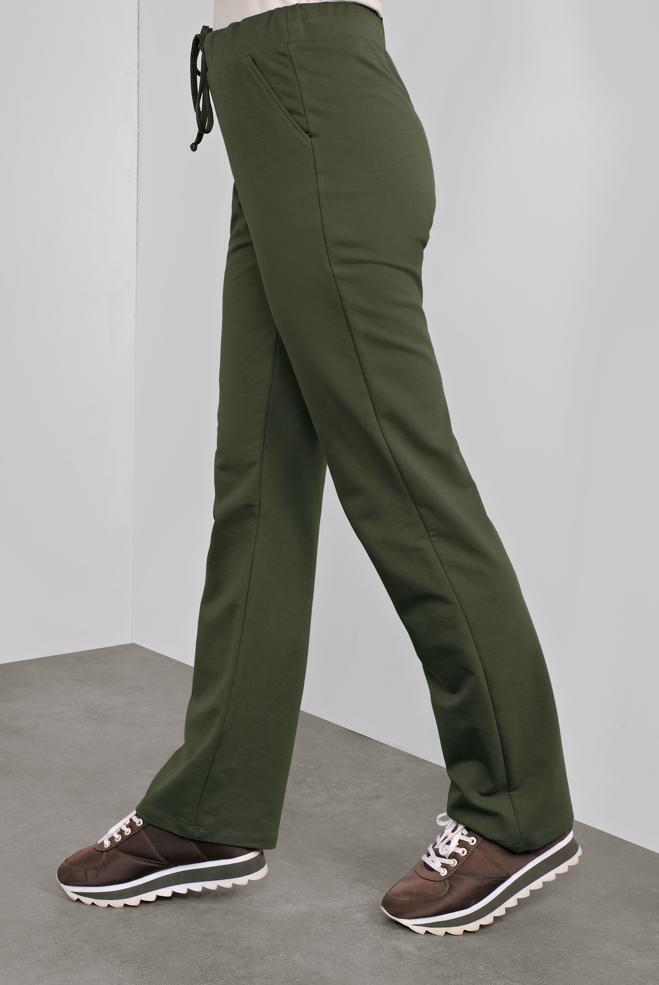 Vêtements hijab KAKI PANTALON DE JOGGING EN COTON À TAILLE-NOUÉE 70145  - ALVİNA