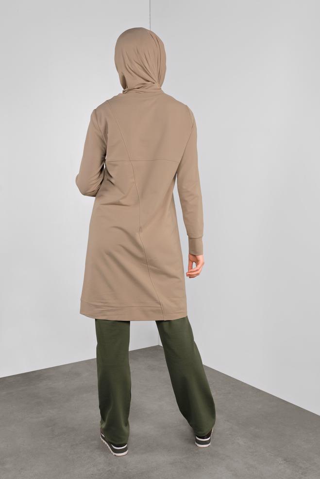 Vêtements hijab KAKI PANTALON DE JOGGING EN COTON À TAILLE-NOUÉE 70145  - ALVİNA