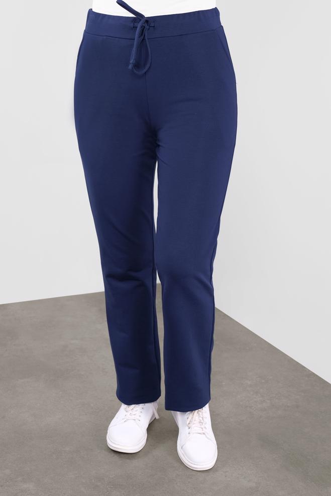 Vêtements hijab BLEU MARINE PANTALON DE JOGGING EN COTON À TAILLE-NOUÉE 70145  - ALVİNA