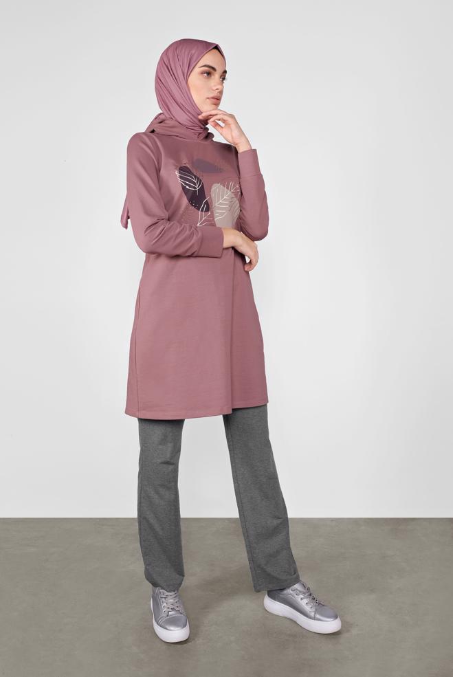 Vêtements hijab GRIS PANTALON DE JOGGING EN COTON À TAILLE-NOUÉE 70145  - ALVİNA