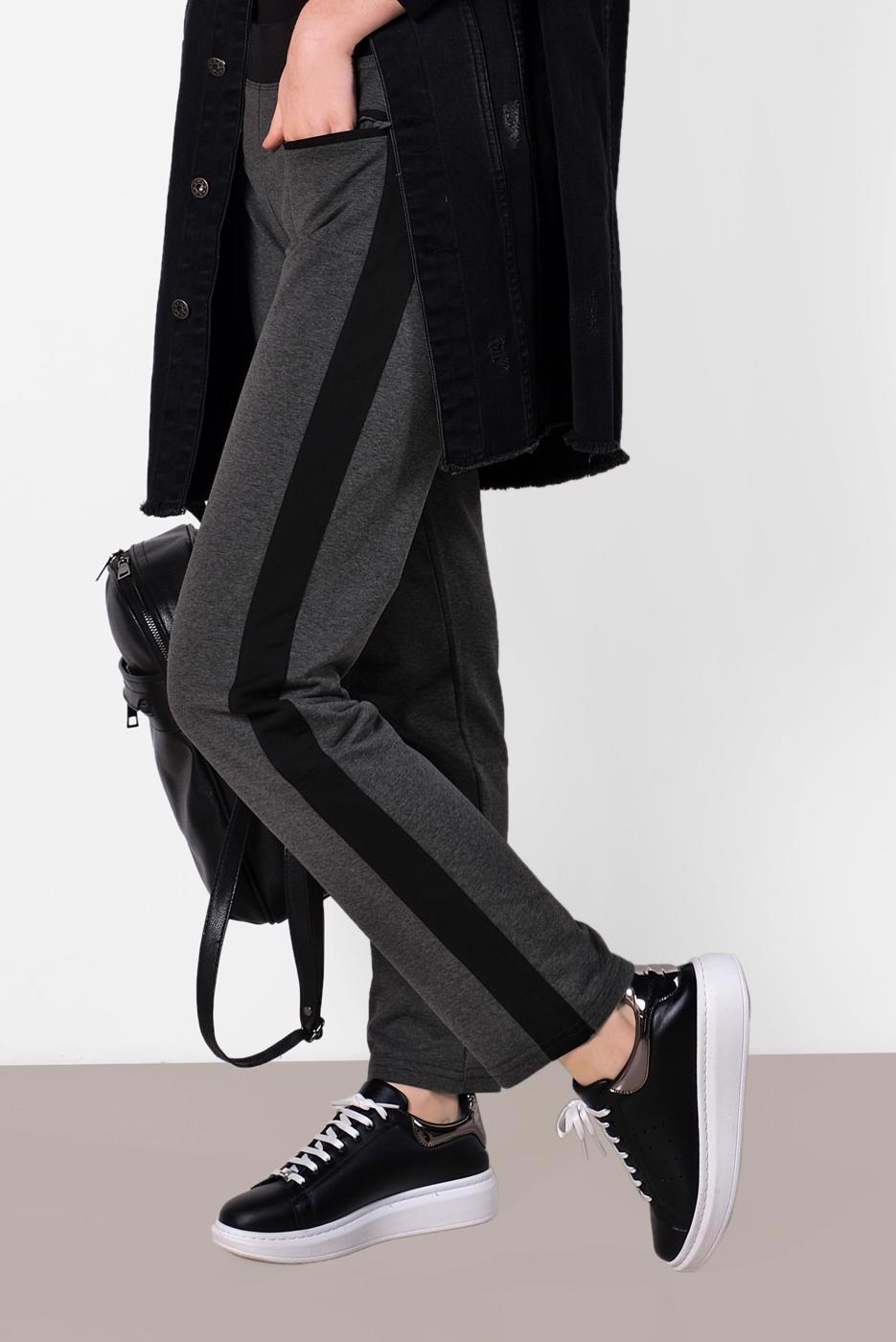 Tesettür giyim GRİ ŞERİT DETAYLI EŞOFMAN ALT 7574