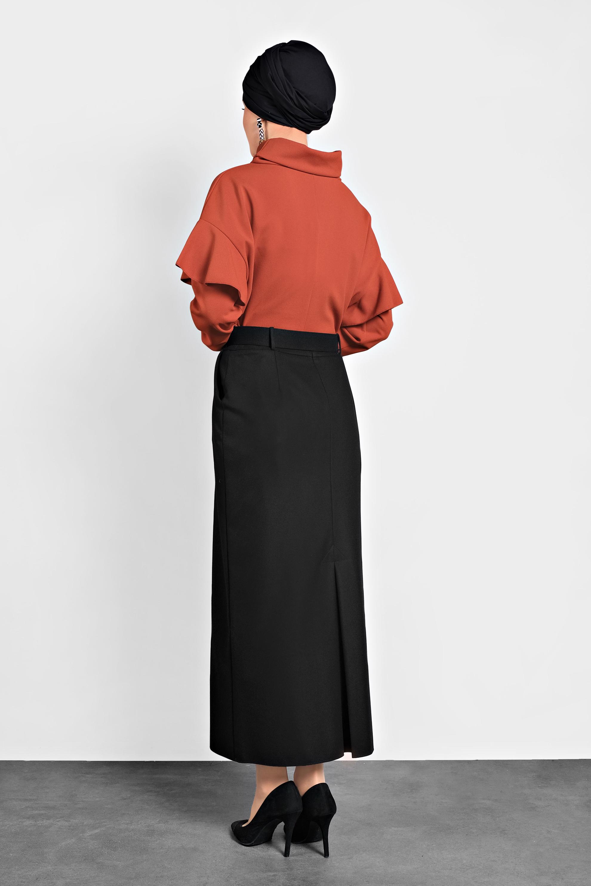 Tesettür giyim SİYAH DÜZ KESİM ETEK 60003