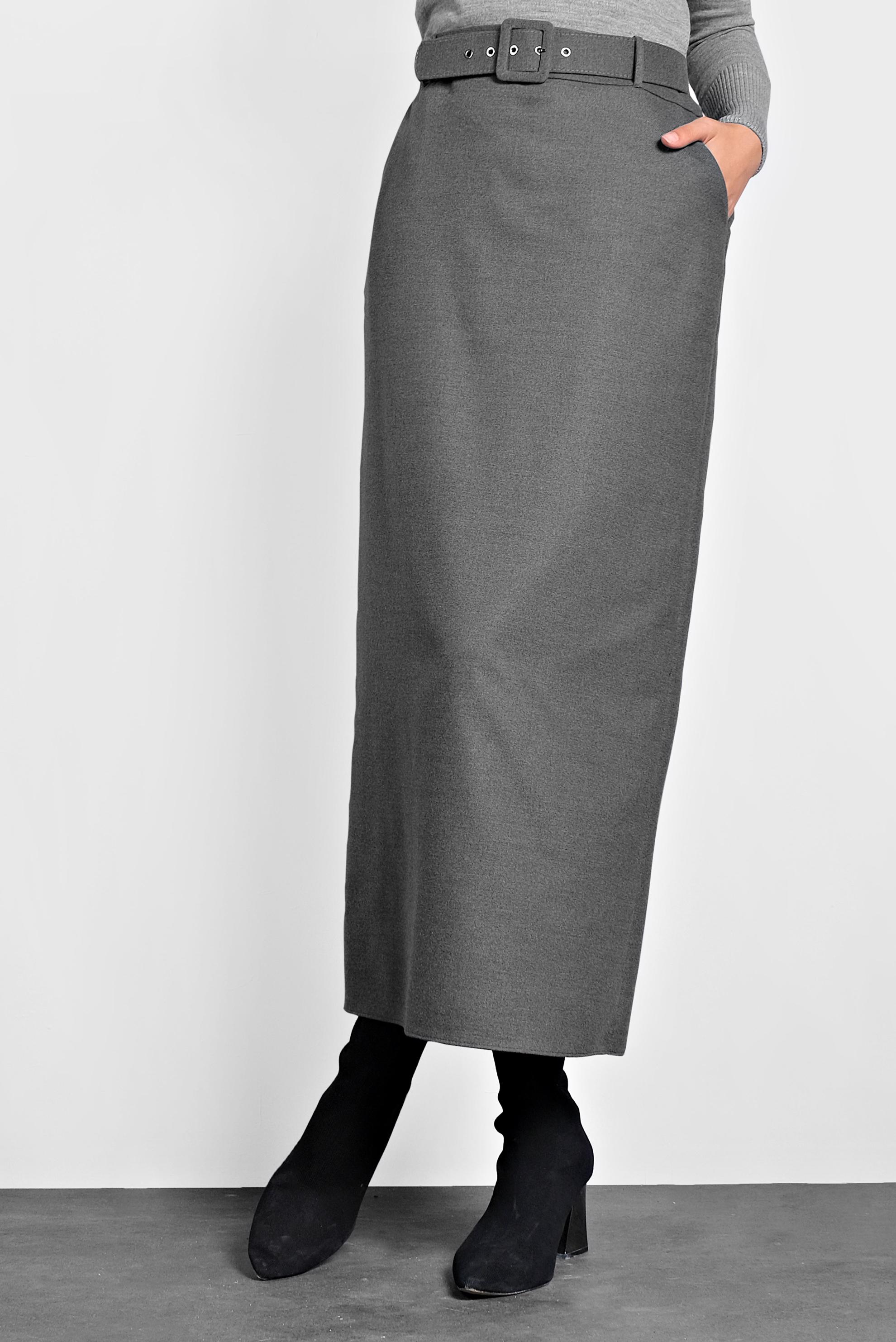 Tesettür giyim GRİ DÜZ KESİM ETEK 60003