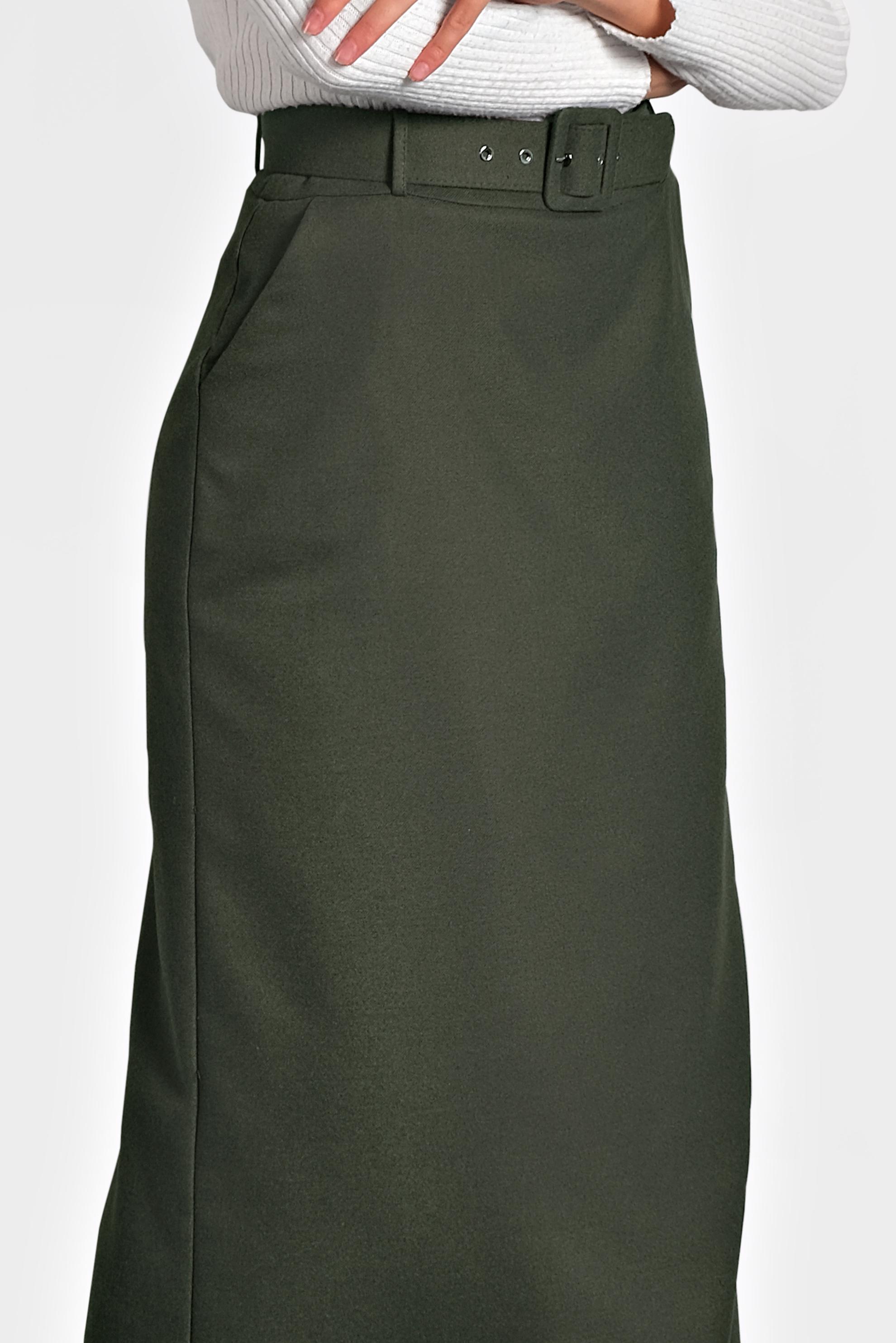 Tesettür giyim HAKİ DÜZ KESİM ETEK 60003