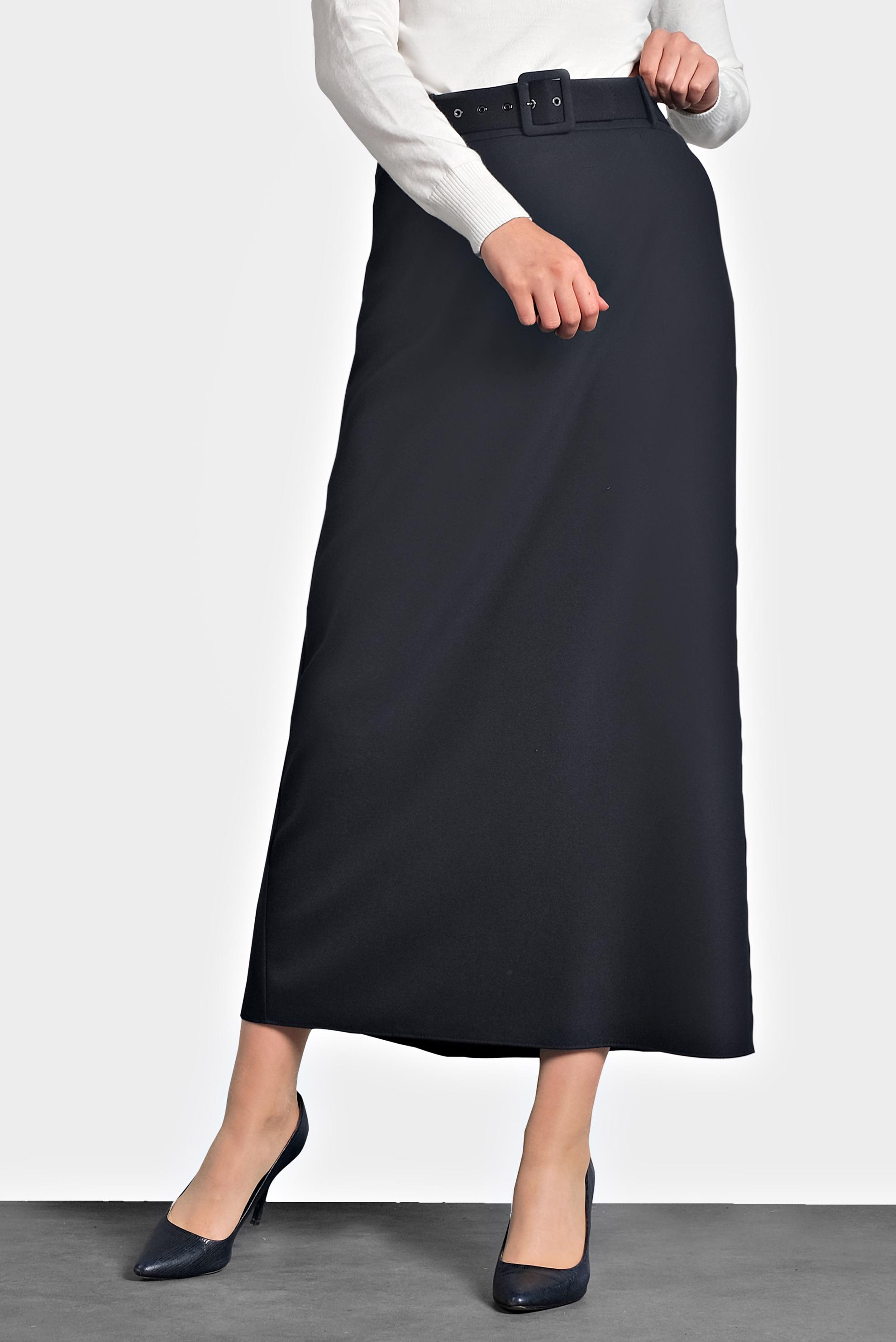 Tesettür giyim LACİVERT DÜZ KESİM ETEK 60003