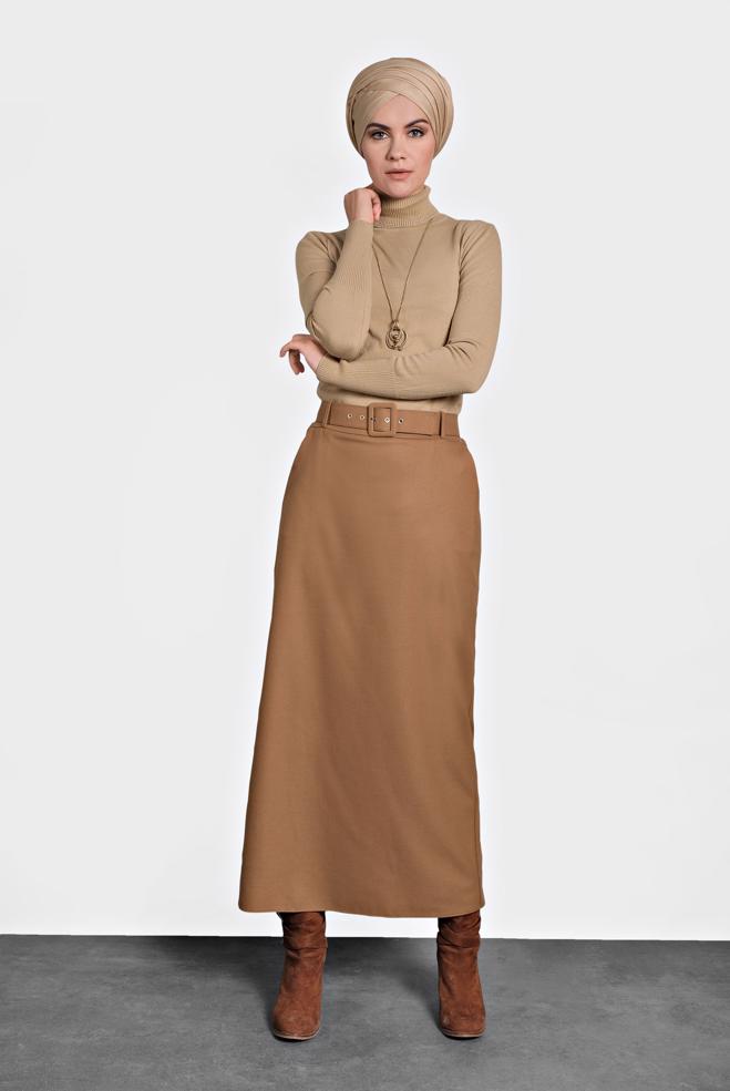 Tesettür giyim  DÜZ KESİM ETEK 60003 - ALVİNA