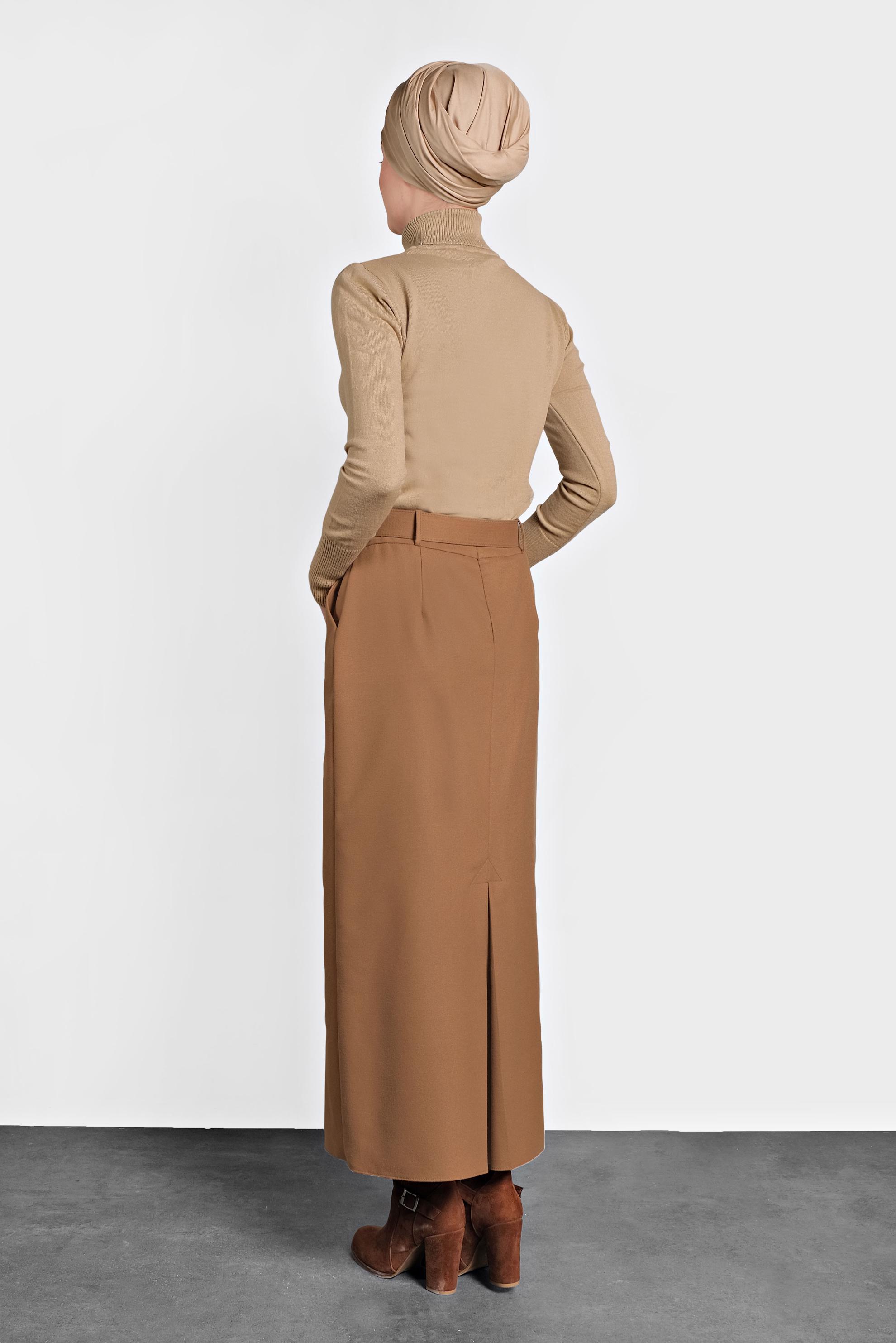 Tesettür giyim PEMBE DÜZ KESİM ETEK 60003