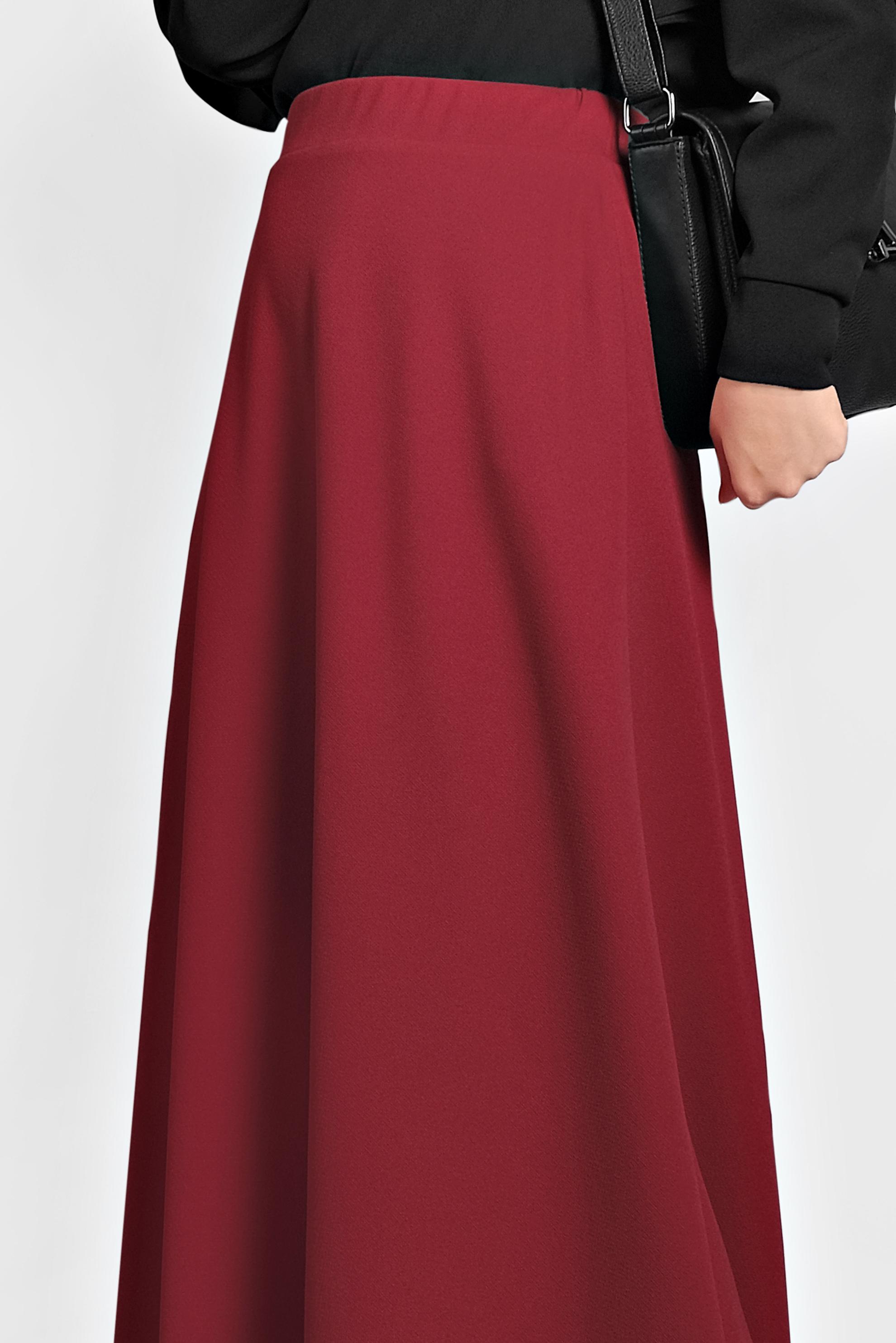 Tesettür giyim KIRMIZI BELİ LASTİKLİ A KESİM ETEK 60004 