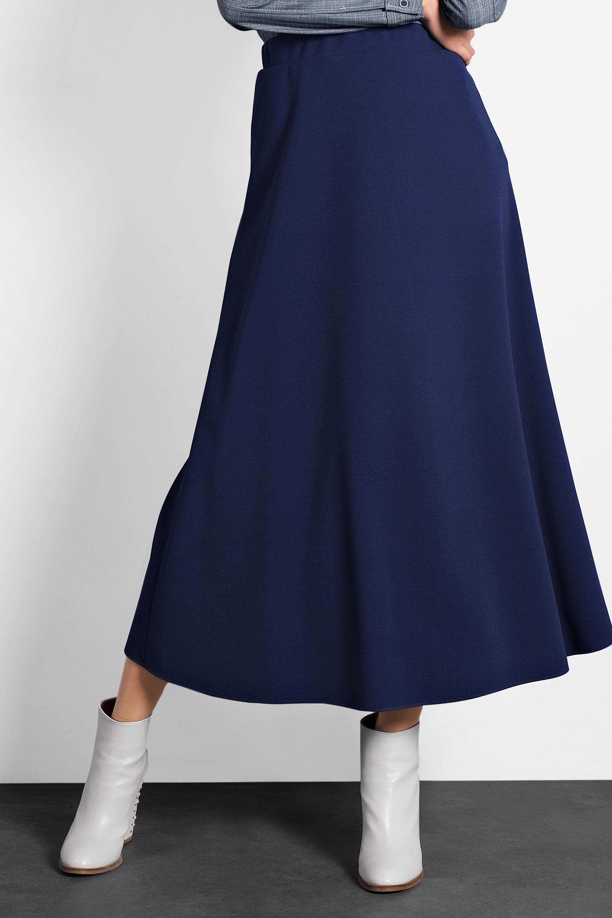 Tesettür giyim LACİVERT BELİ LASTİKLİ A KESİM ETEK 60004 