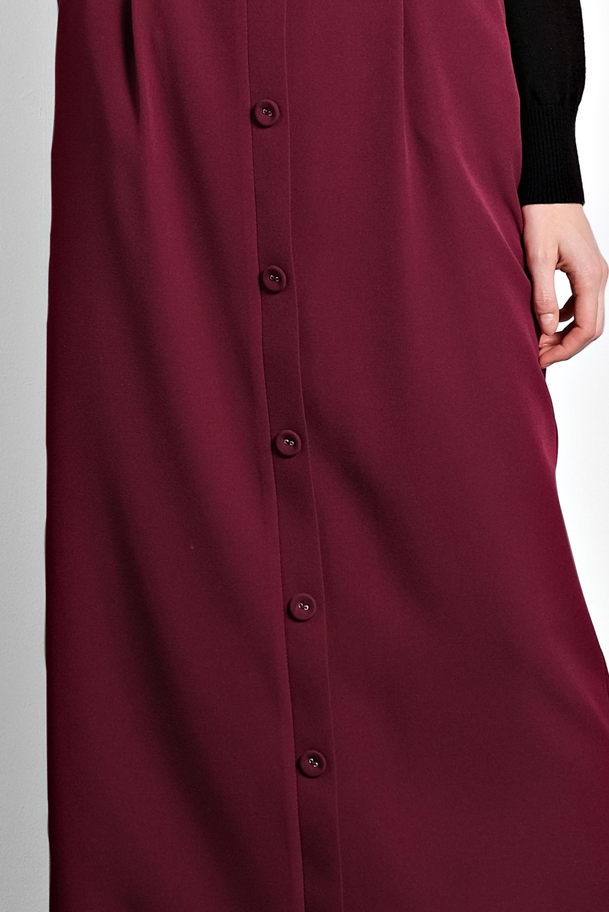 Tesettür giyim BORDO DÜĞMELİ KEMERLİ ETEK 60007