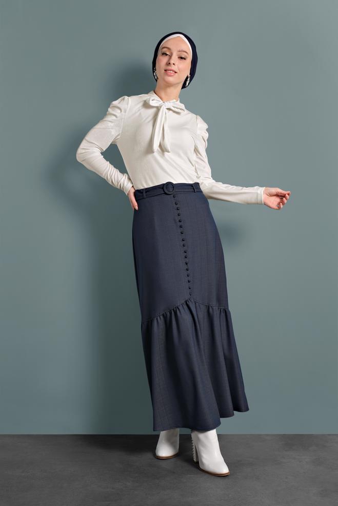 Tesettür giyim  Beyaz Kadife - ALVİNA