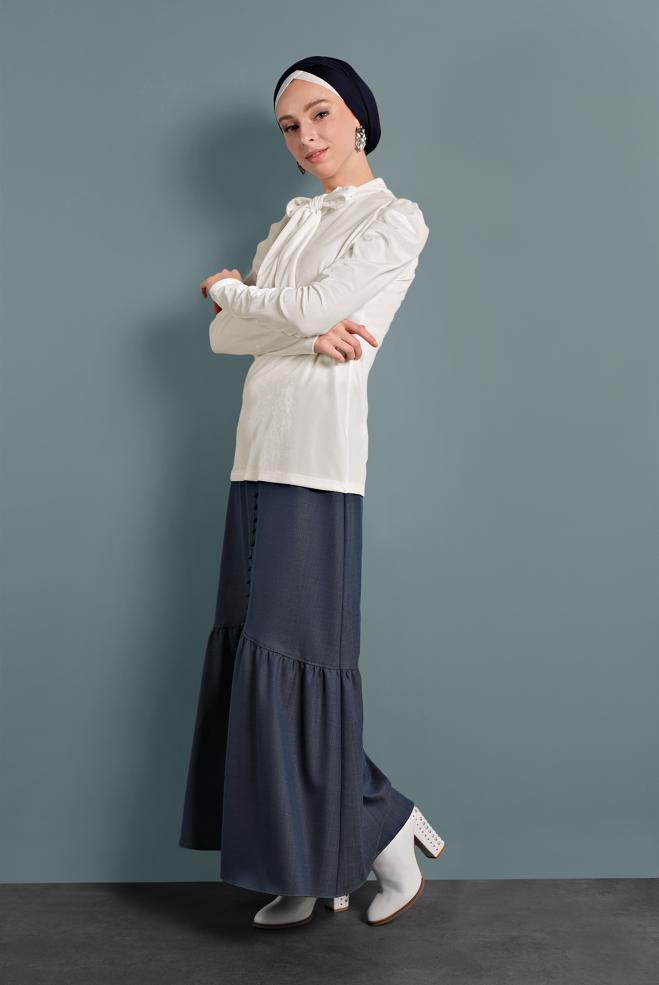 Tesettür giyim  Beyaz Kadife - ALVİNA