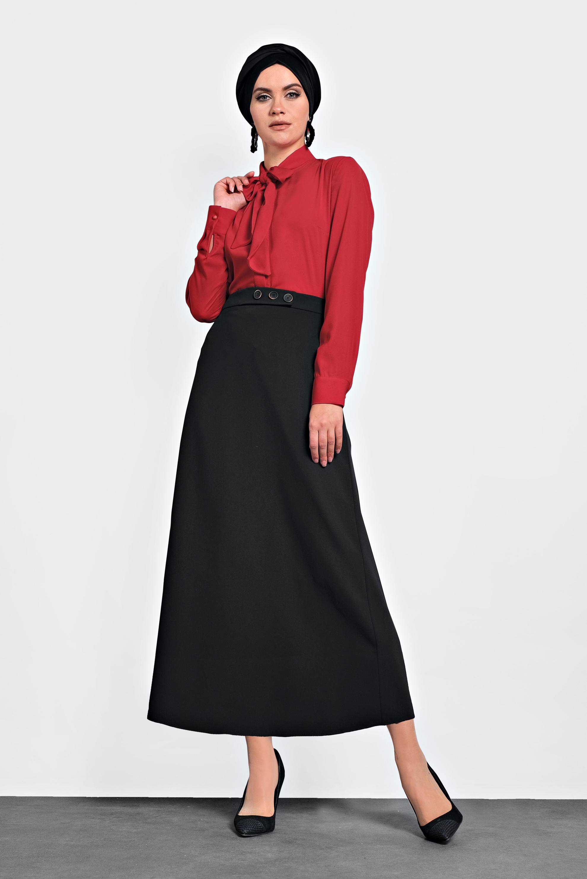 Tesettür giyim SİYAH A KESİM ETEK 60011 