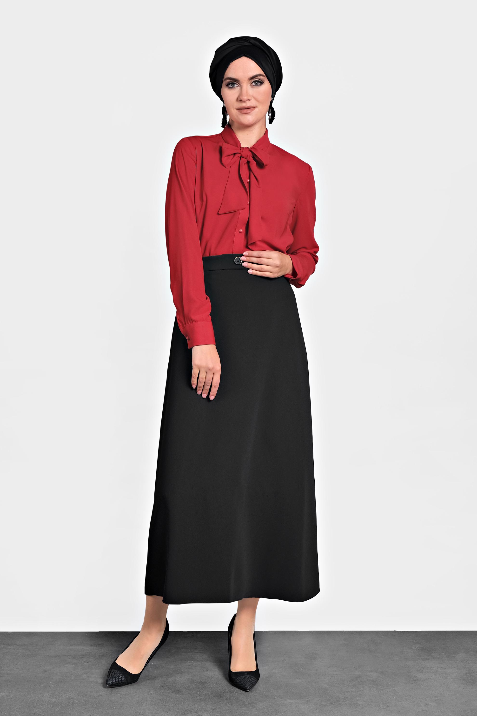 Tesettür giyim SİYAH A KESİM ETEK 60011 