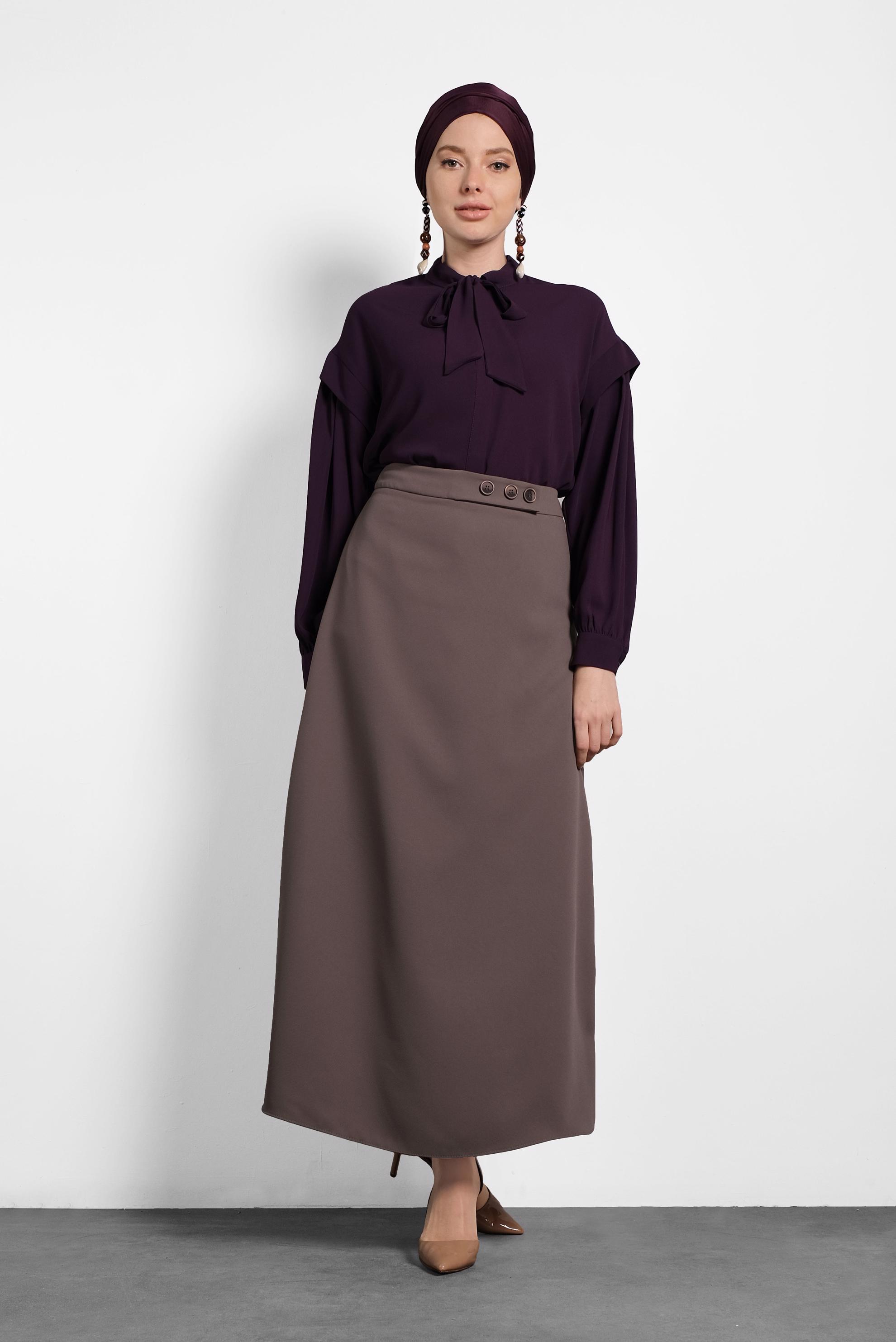 Tesettür giyim VİZON A KESİM ETEK 60011 