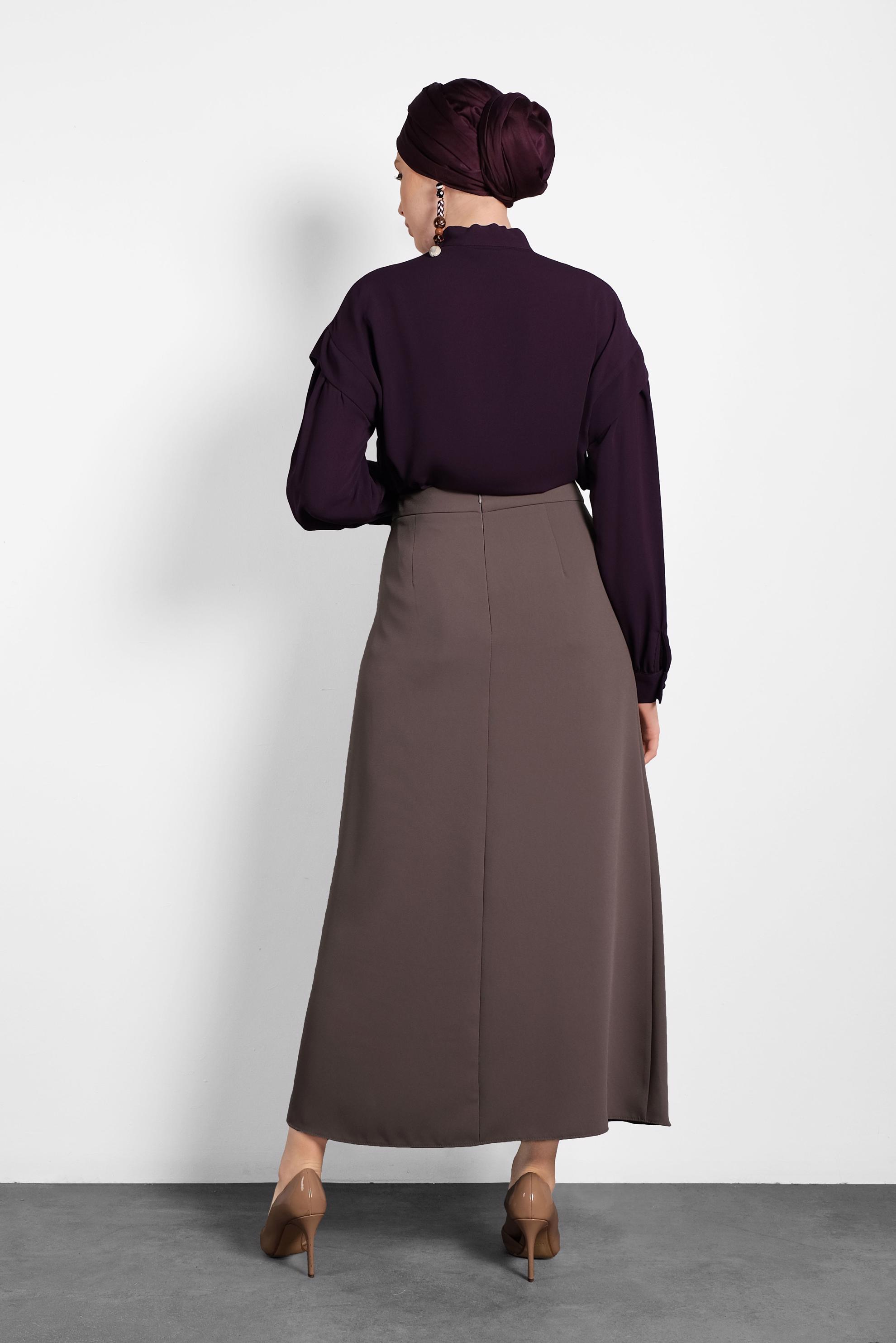 Tesettür giyim VİZON A KESİM ETEK 60011 